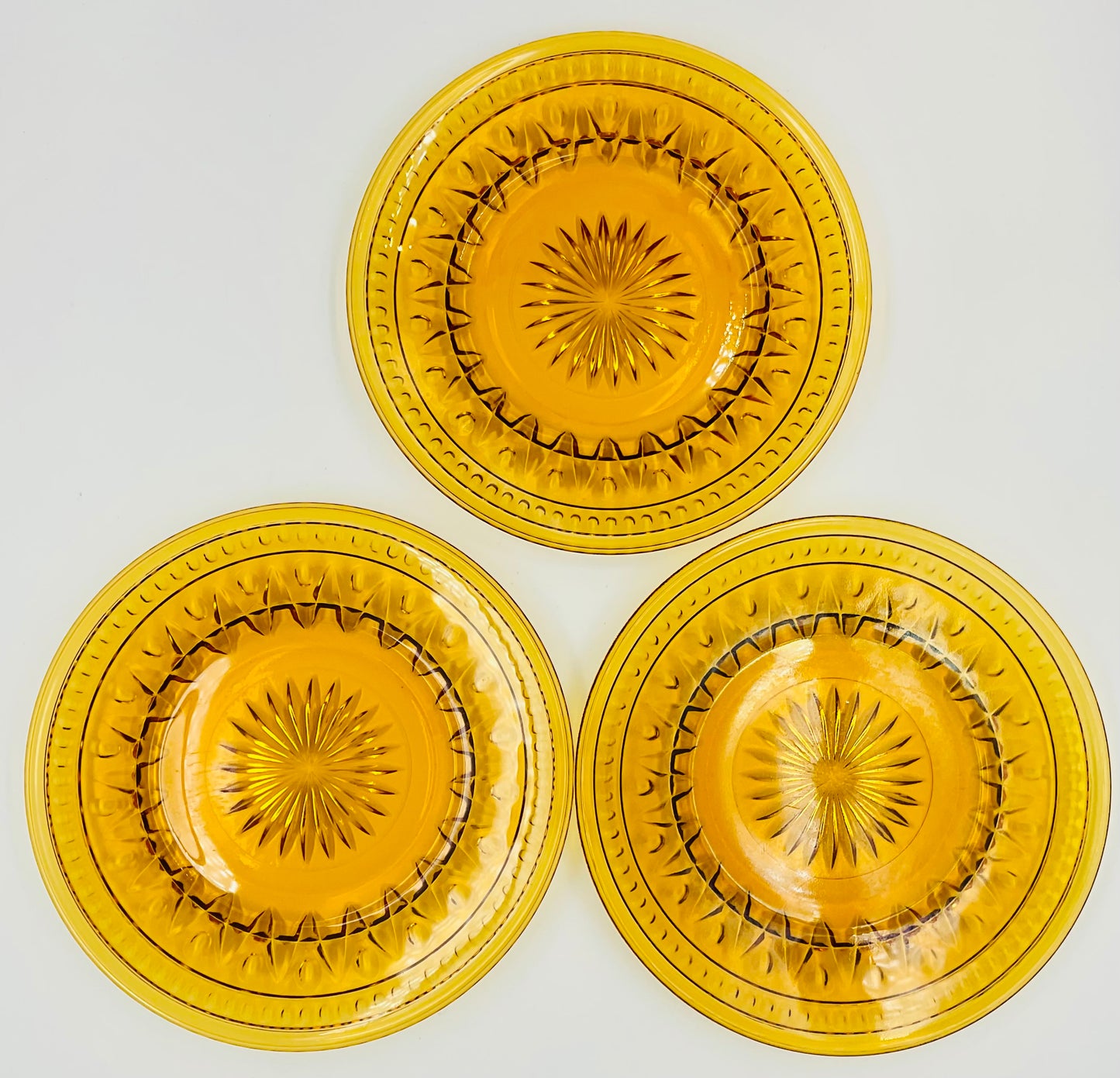 Vintage Indiana Glass Colony Park Lane Amber Salad Plate - Set of 3