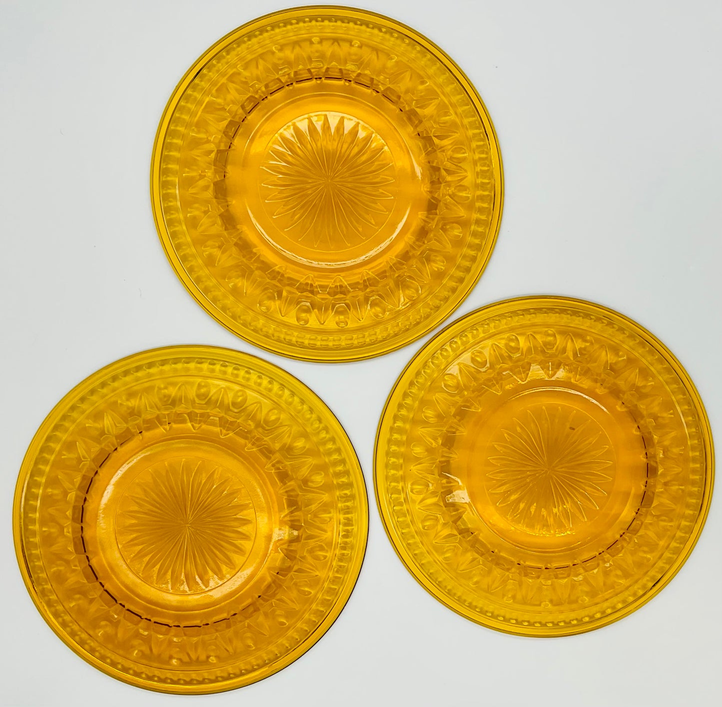 Vintage Indiana Glass Colony Park Lane Amber Salad Plate - Set of 3