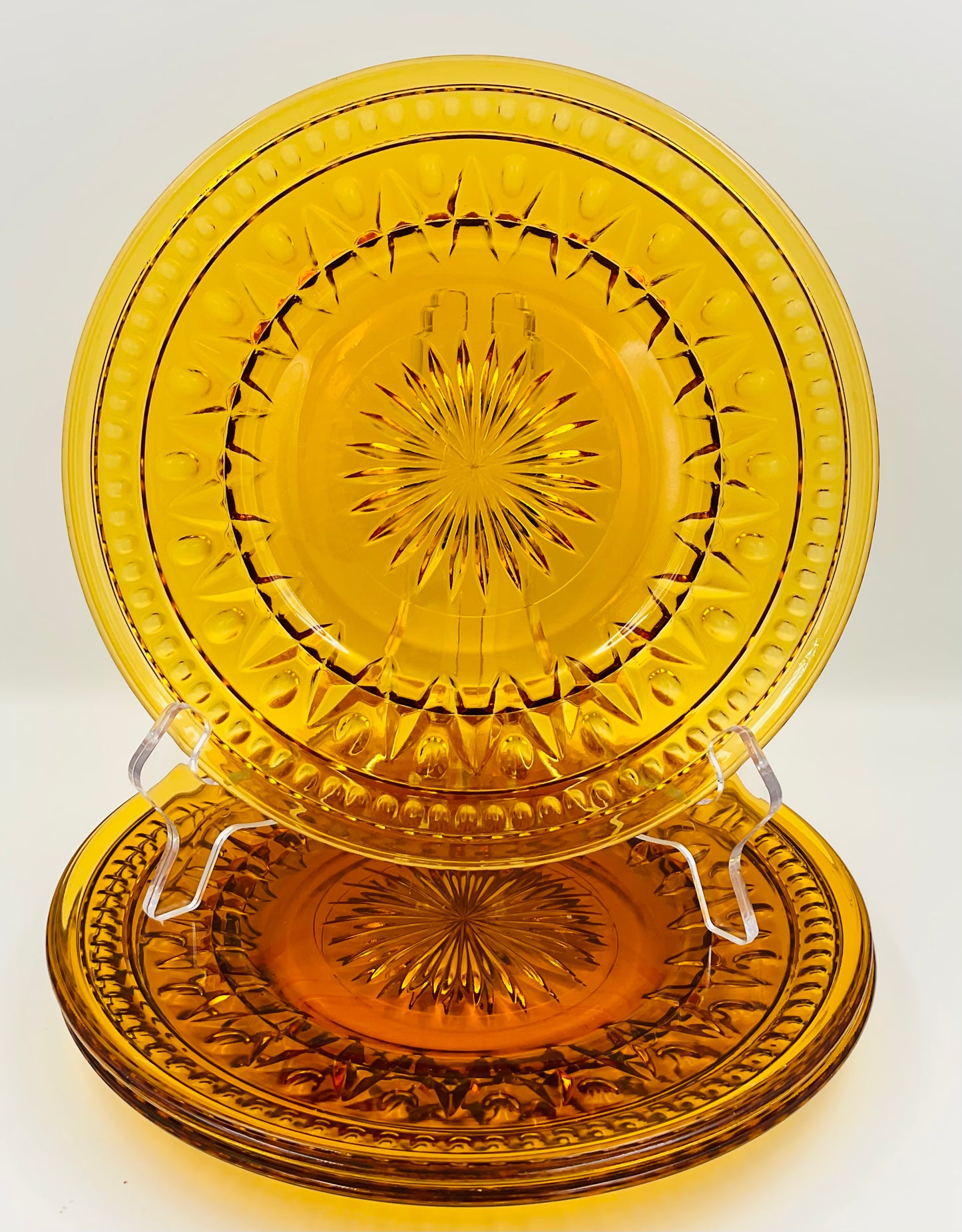 Vintage Indiana Glass Colony Park Lane Amber Salad Plate - Set of 3