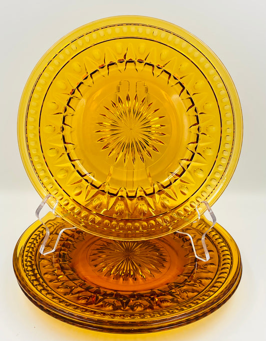 Vintage Indiana Glass Colony Park Lane Amber Salad Plate - Set of 3