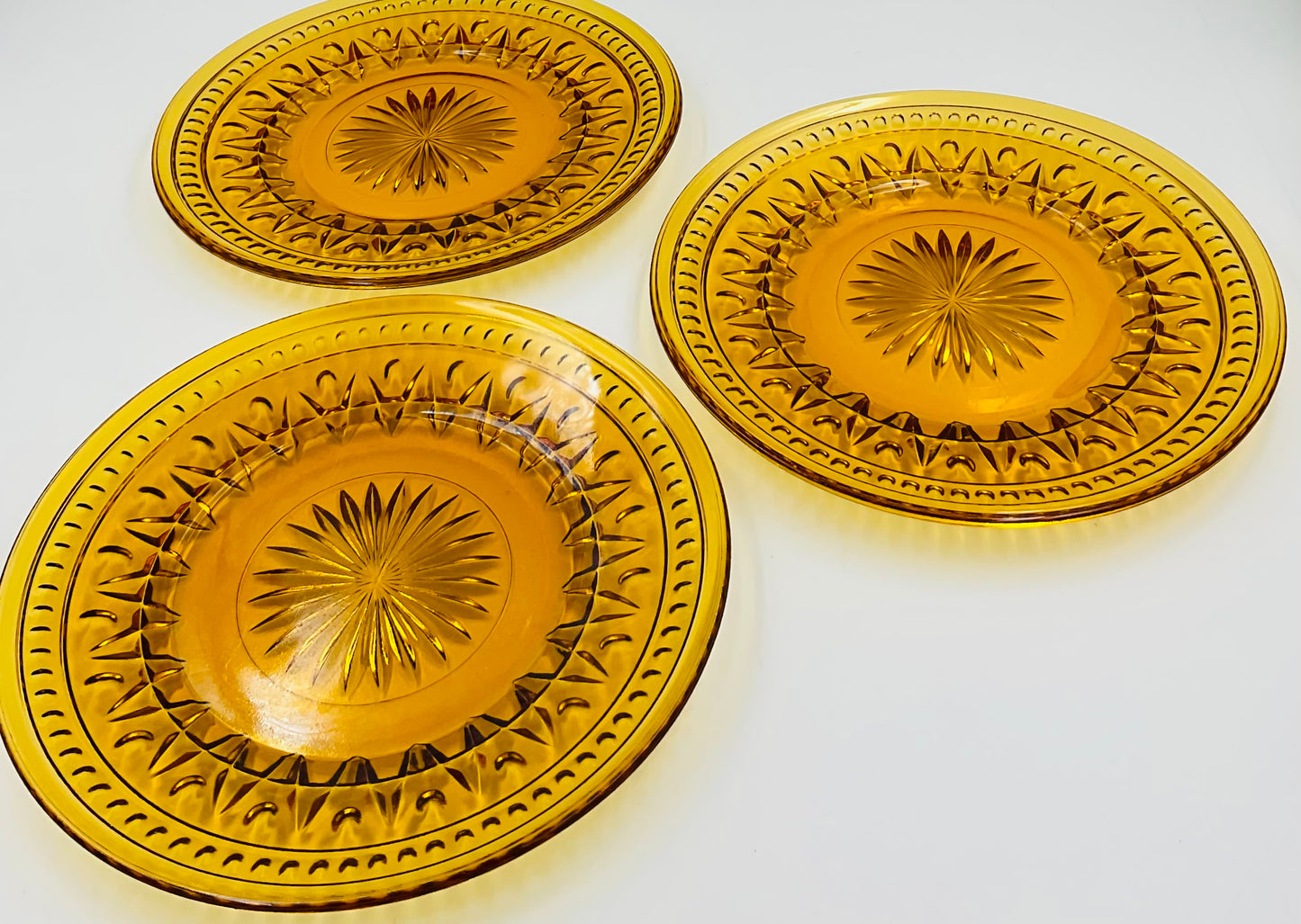 Vintage Indiana Glass Colony Park Lane Amber Salad Plate - Set of 3