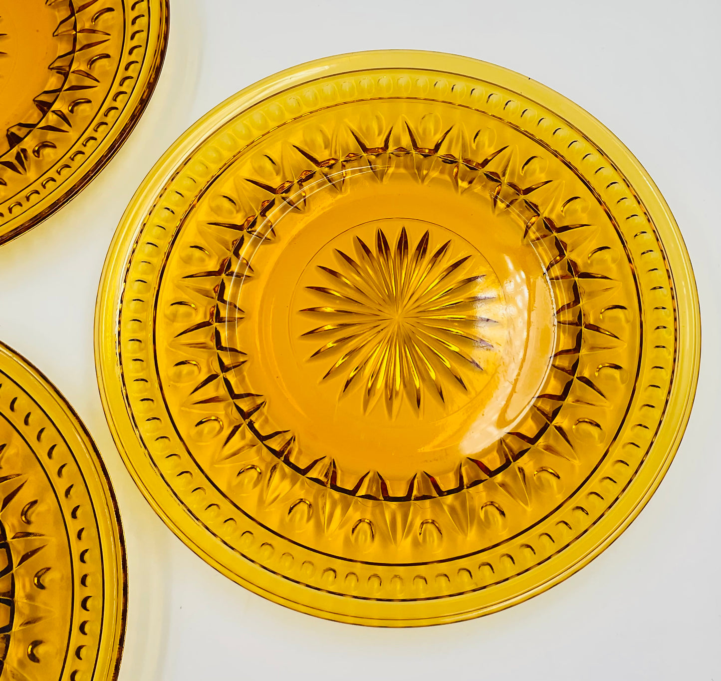 Vintage Indiana Glass Colony Park Lane Amber Salad Plate - Set of 3