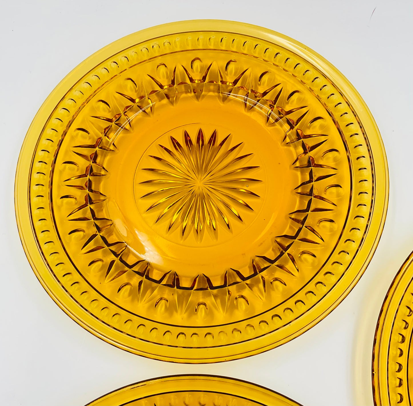 Vintage Indiana Glass Colony Park Lane Amber Salad Plate - Set of 3