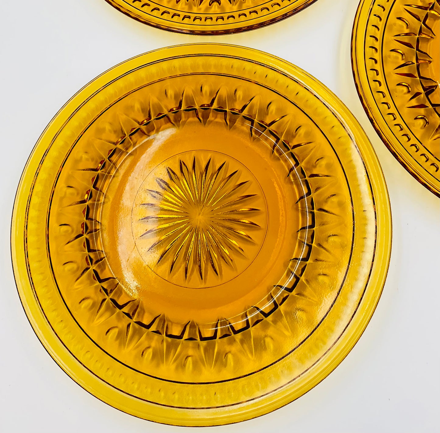 Vintage Indiana Glass Colony Park Lane Amber Salad Plate - Set of 3