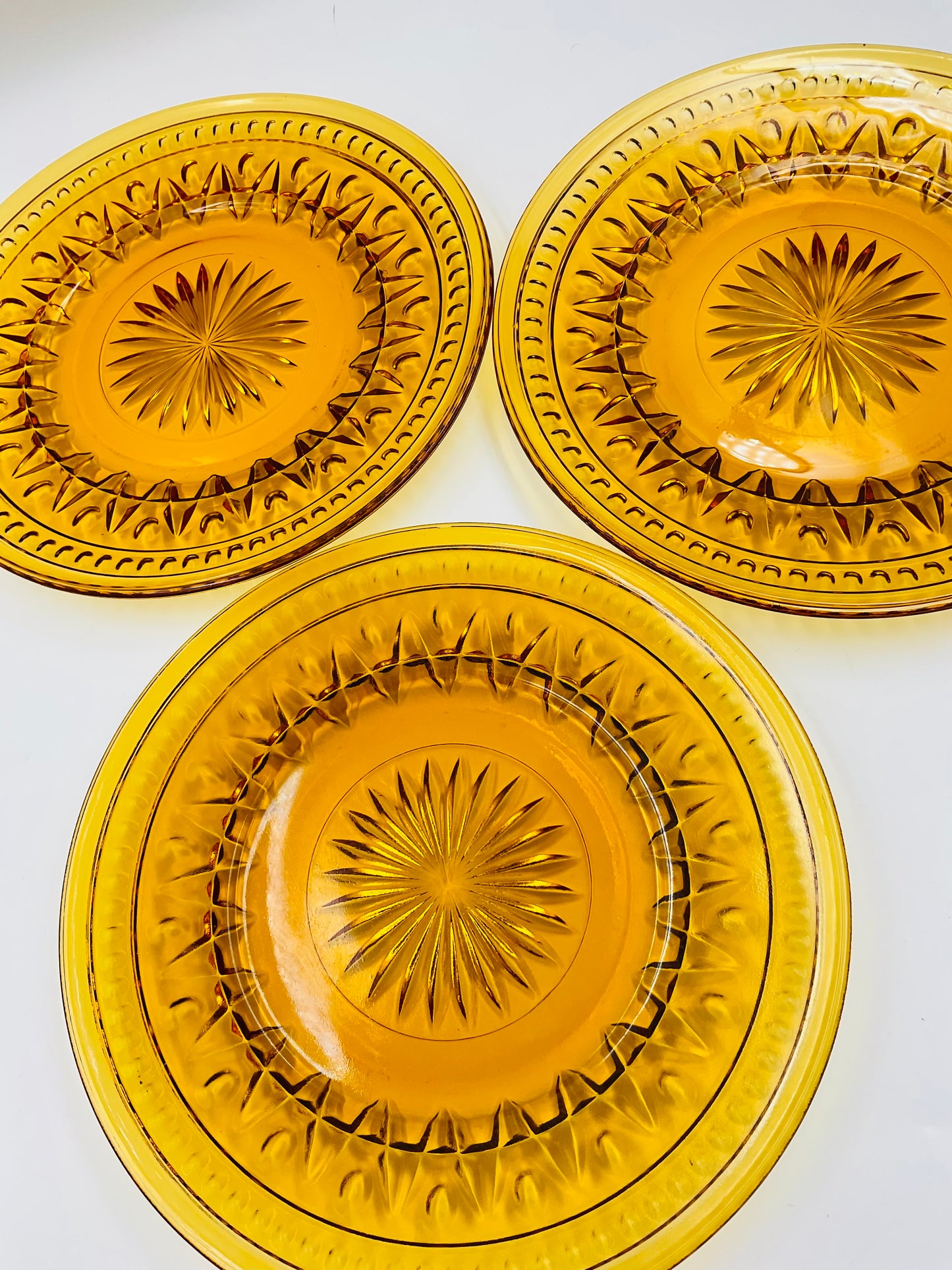 Vintage Indiana Glass Colony Park Lane Amber Salad Plate - Set of 3