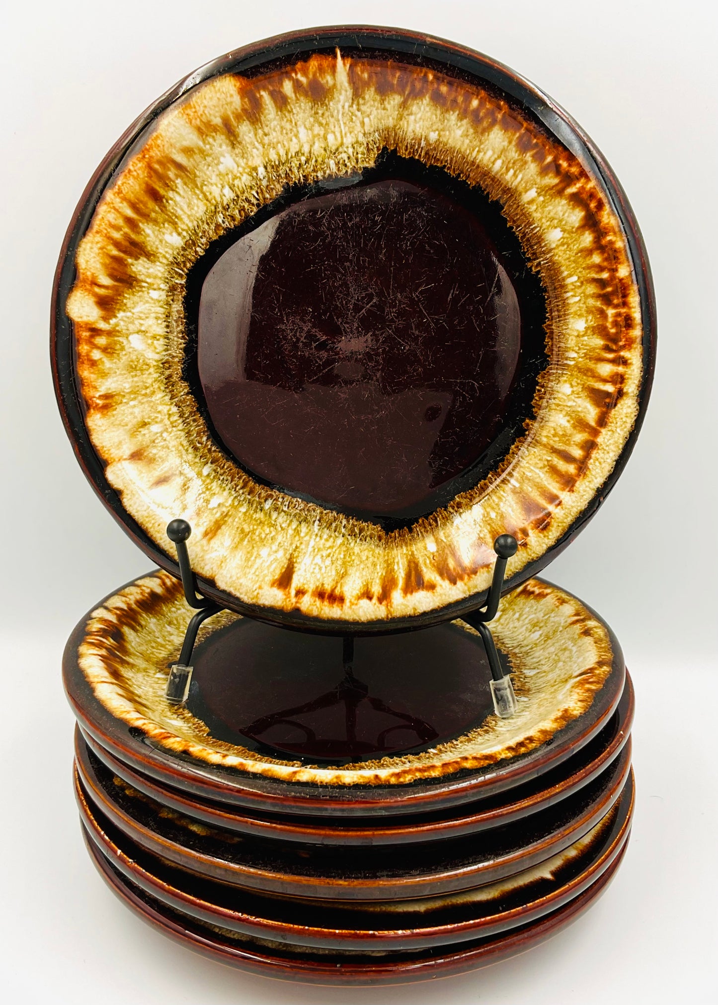 Pfaltzgraff Gourmet Brown Drip Glaze 7” Plate - Set of 6