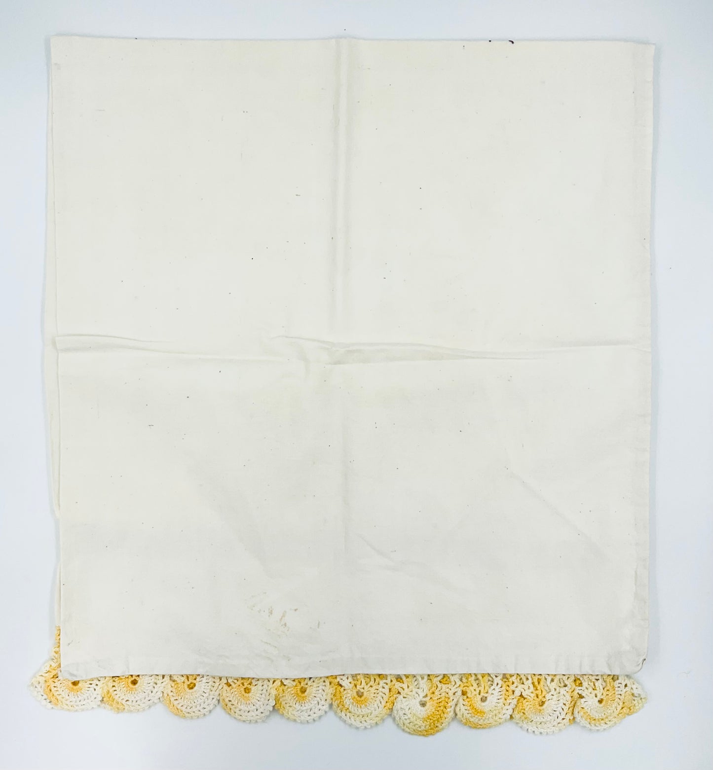 Vintage Yellow Hand Crocheted Cotton Pillow Cases - Set of 2