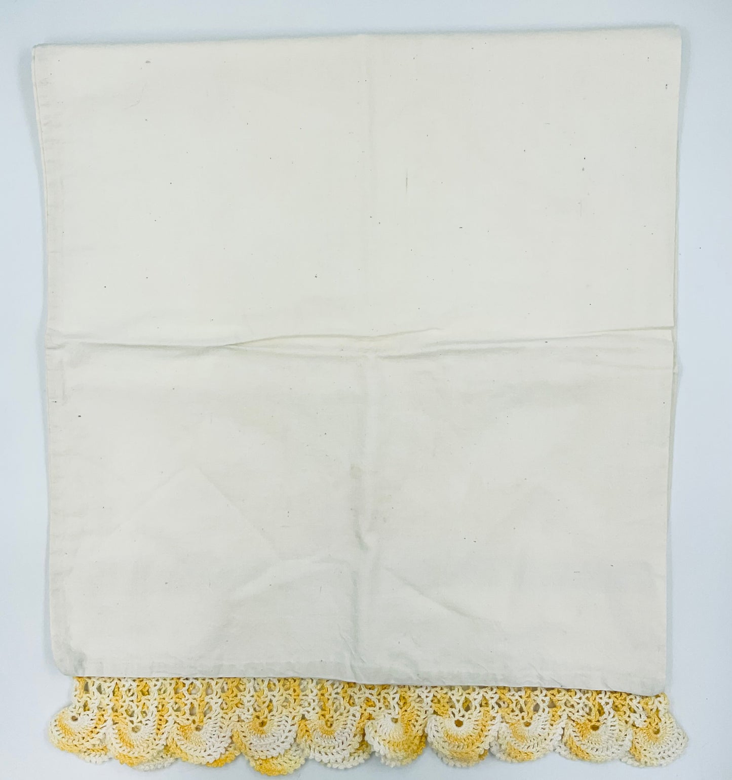 Vintage Yellow Hand Crocheted Cotton Pillow Cases - Set of 2