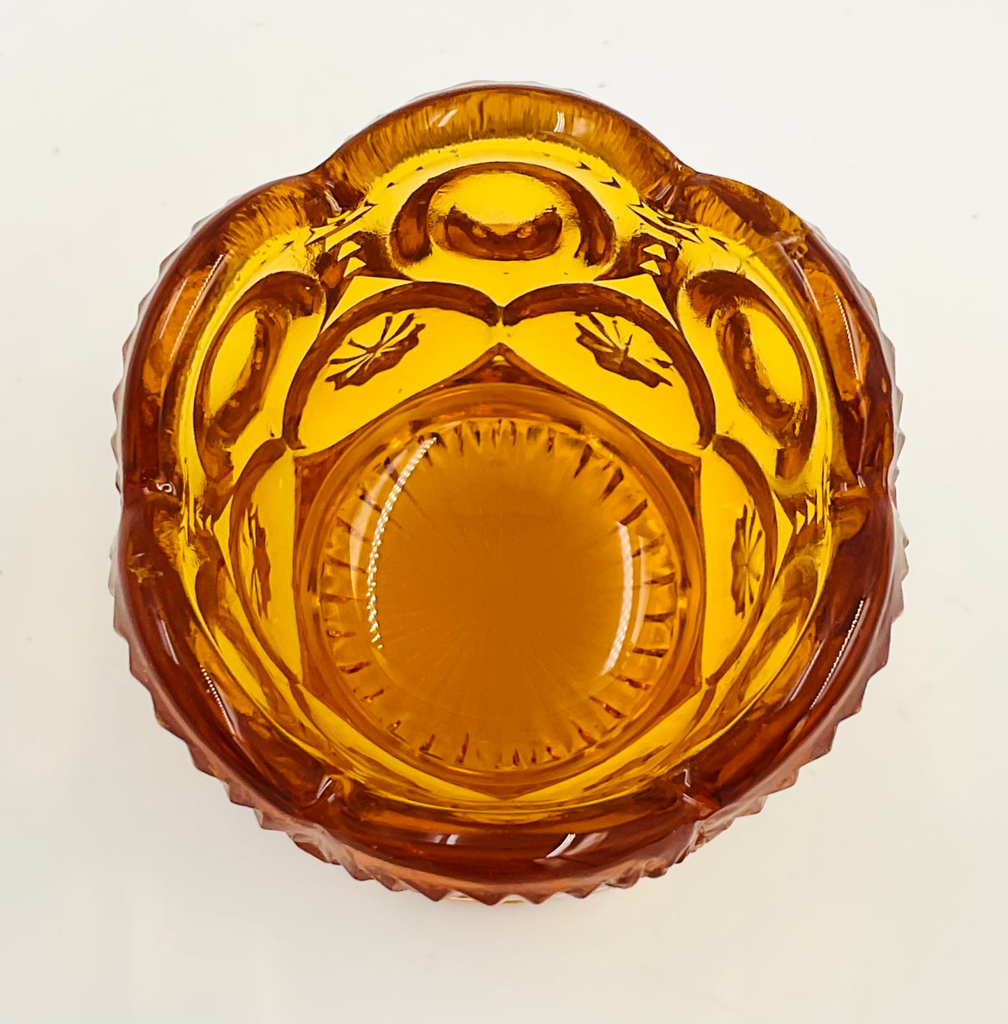 Vintage L.E. Smith Moon & Star Amber Toothpick Holder