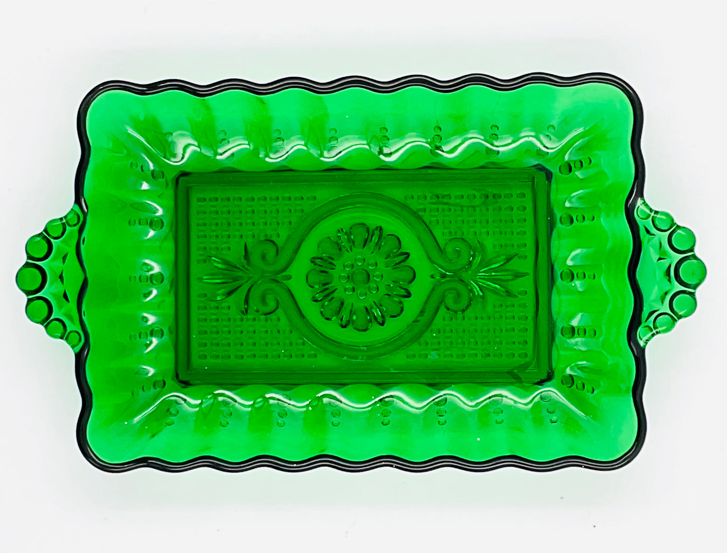 Vintage Anchor Hocking Forest Green Glass Relish Tray - Set of 4