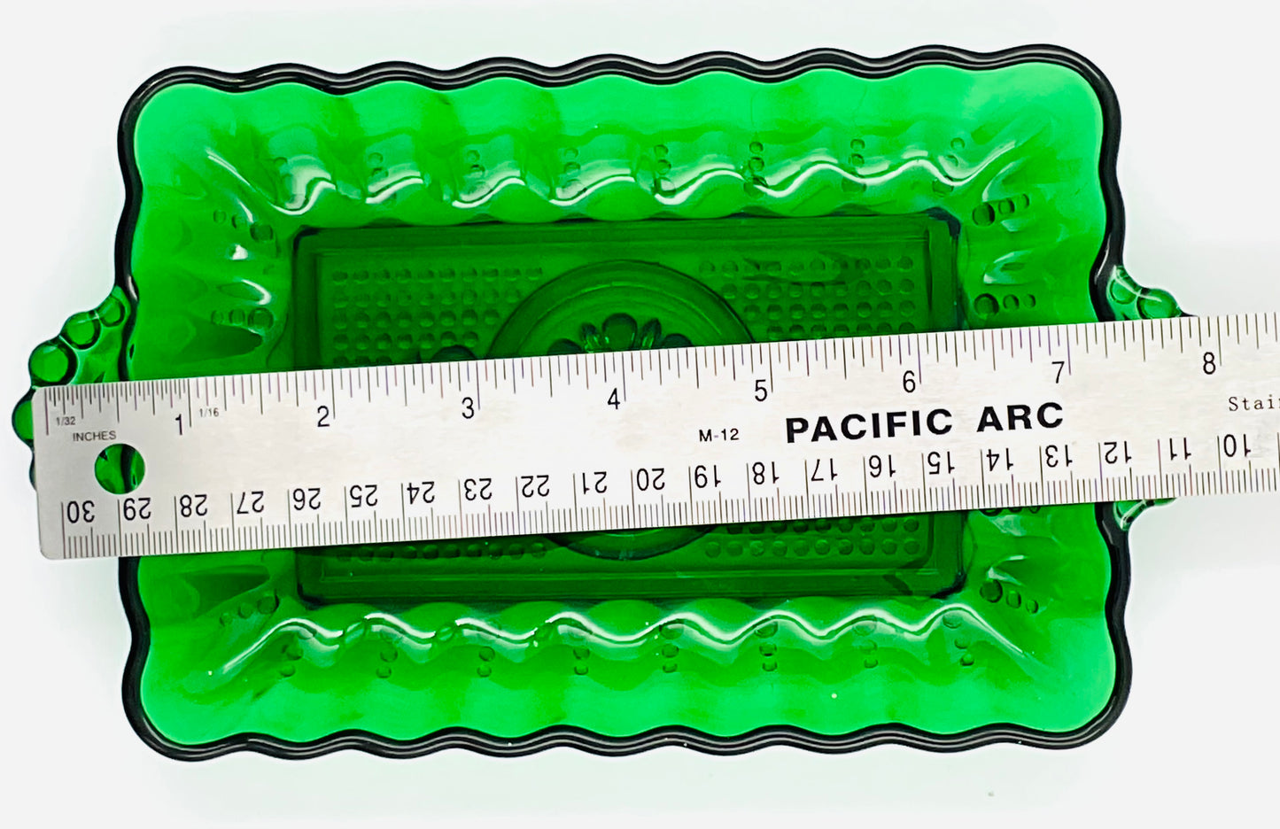 Vintage Anchor Hocking Forest Green Glass Relish Tray - Set of 4