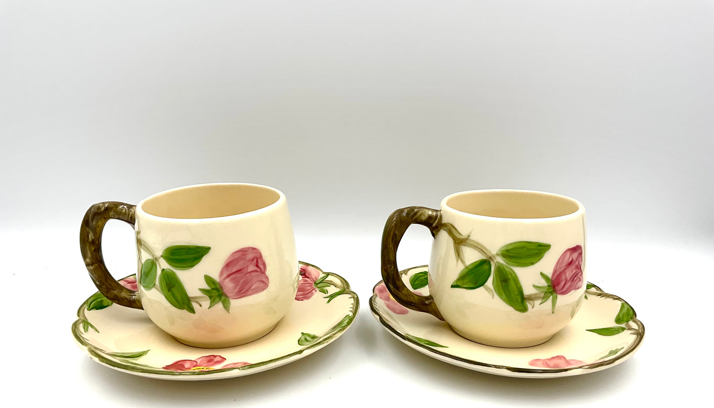 Vintage Franciscan Desert Rose Cup and Saucer Set - Set of 4