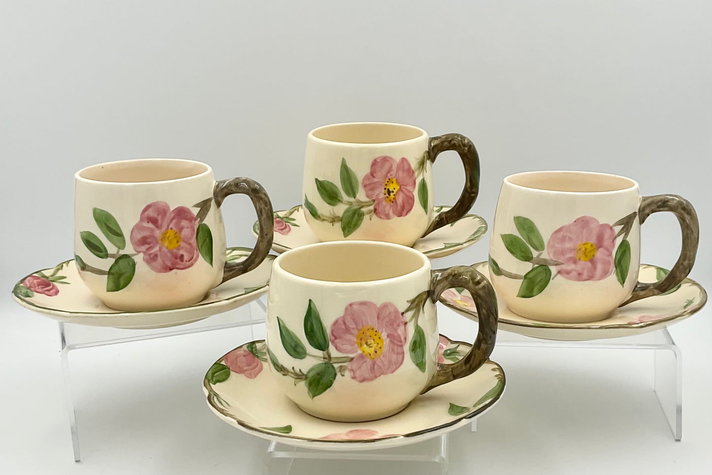 Vintage Franciscan Desert Rose Cup and Saucer Set - Set of 4