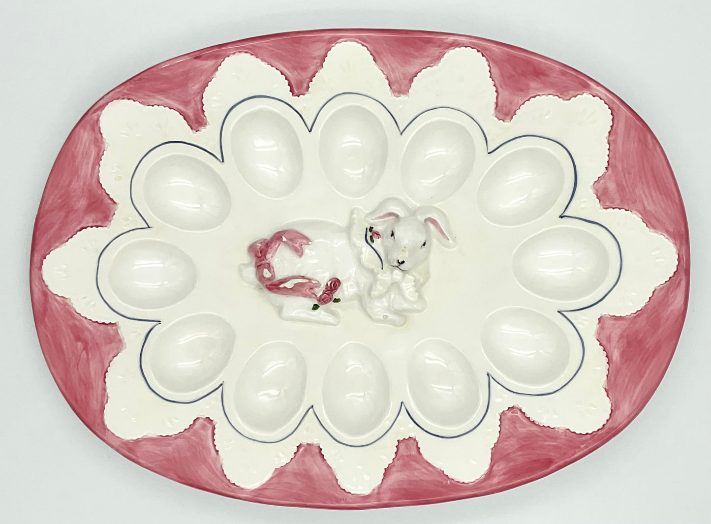 Vintage Ceramic Bunny Deviled Egg Platter