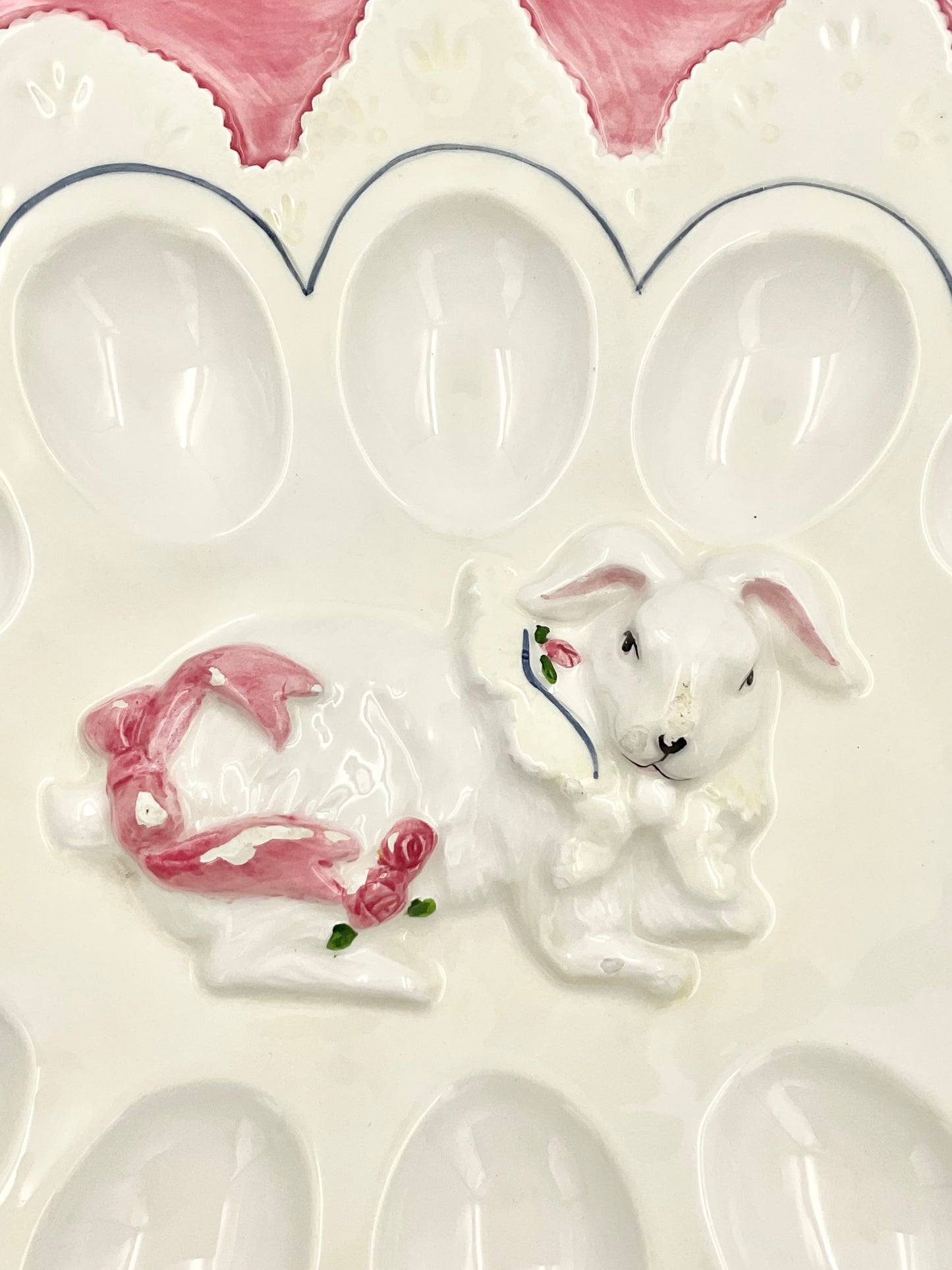 Vintage Ceramic Bunny Deviled Egg Platter