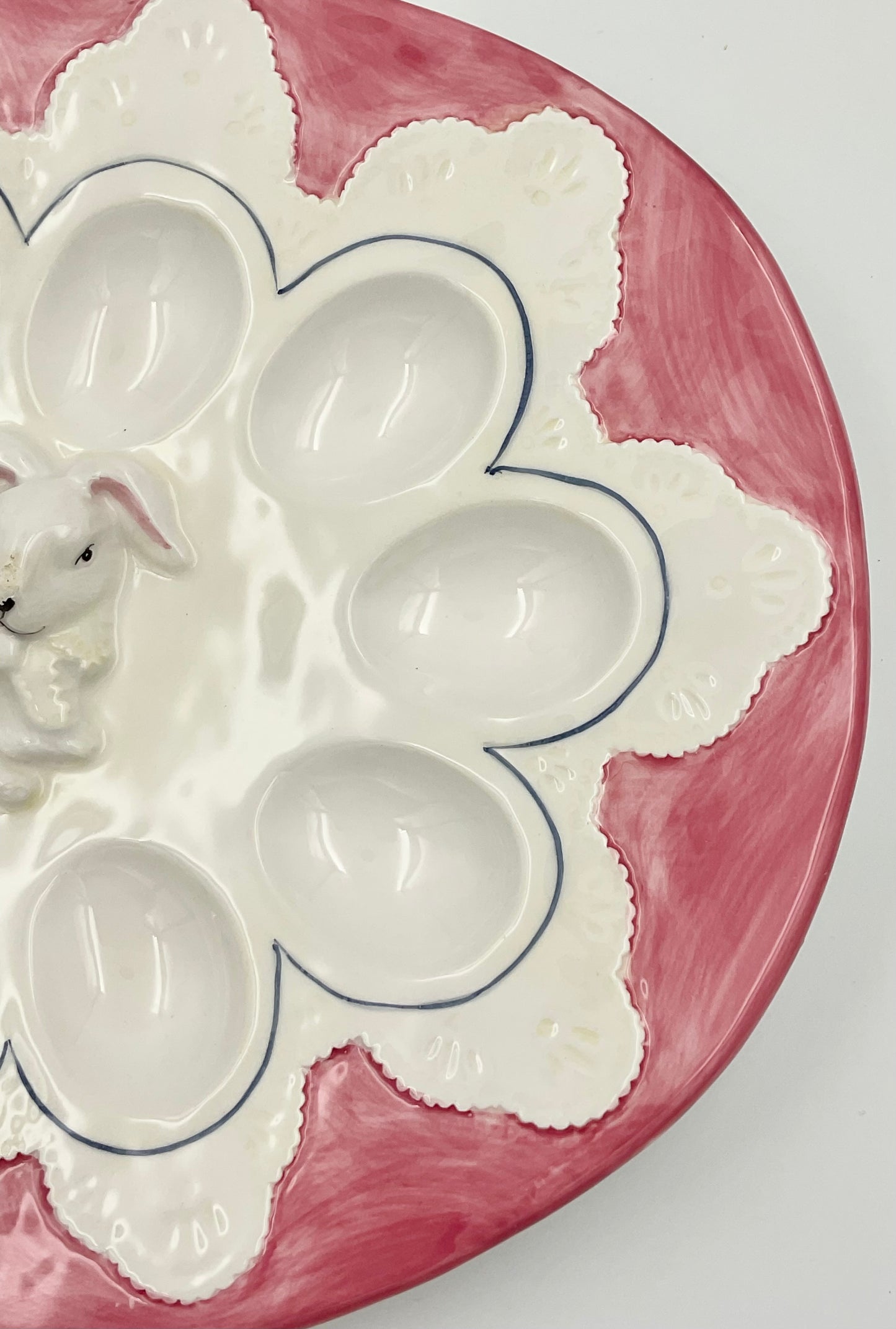 Vintage Ceramic Bunny Deviled Egg Platter