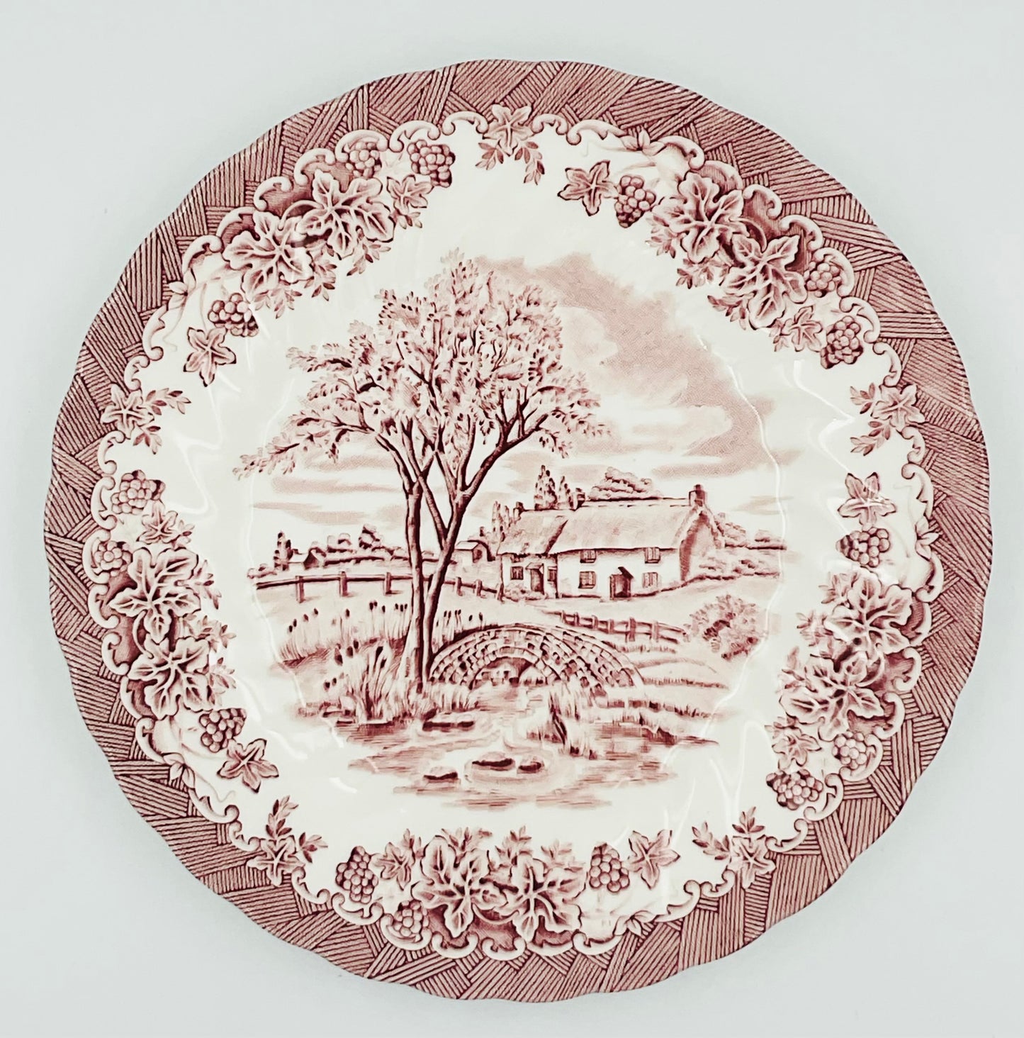 Vintage Queen's "Brook Pink" Queens Transferware Plates - Set of 5