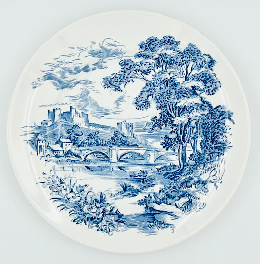 Vintage Wedgwood Countryside Blue Transferware Dinner Plates - Set of 6
