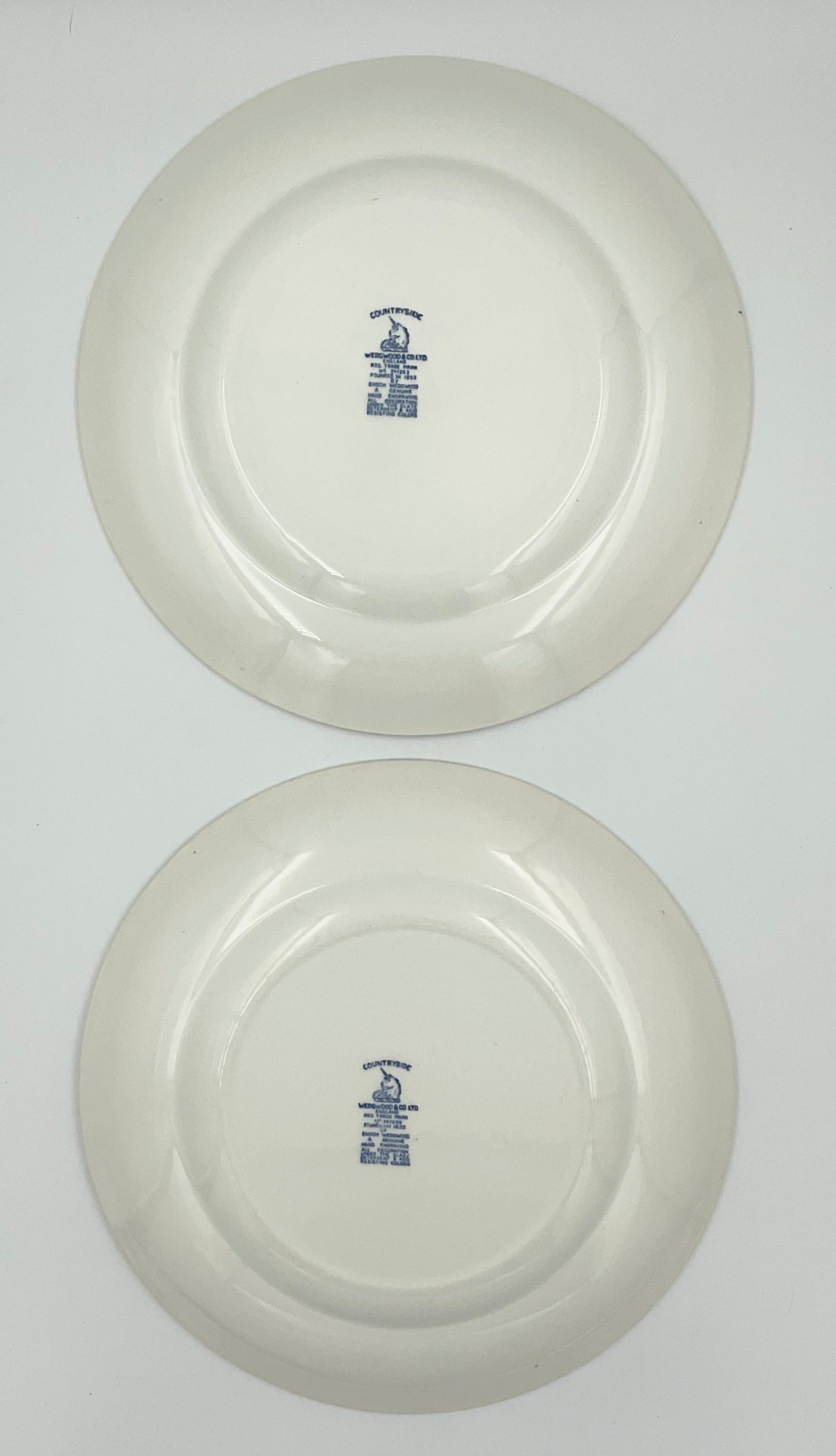 Vintage Wedgwood Countryside Blue Transferware Dinner Plates - Set of 6