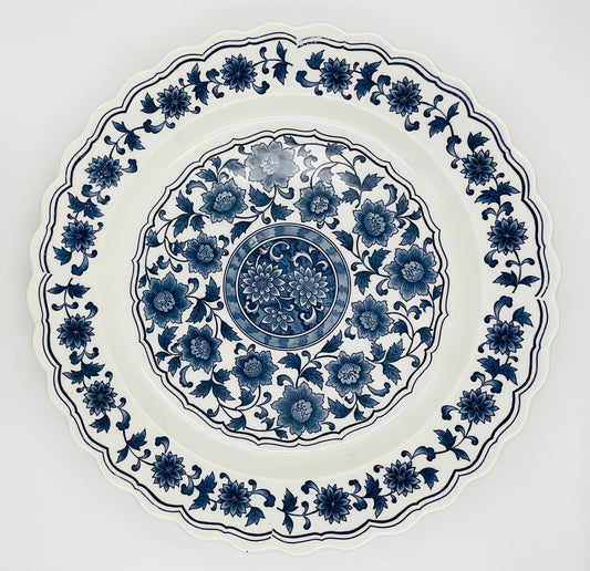 Vintage Chinese Blue & White Large Porcelain Serving Plate