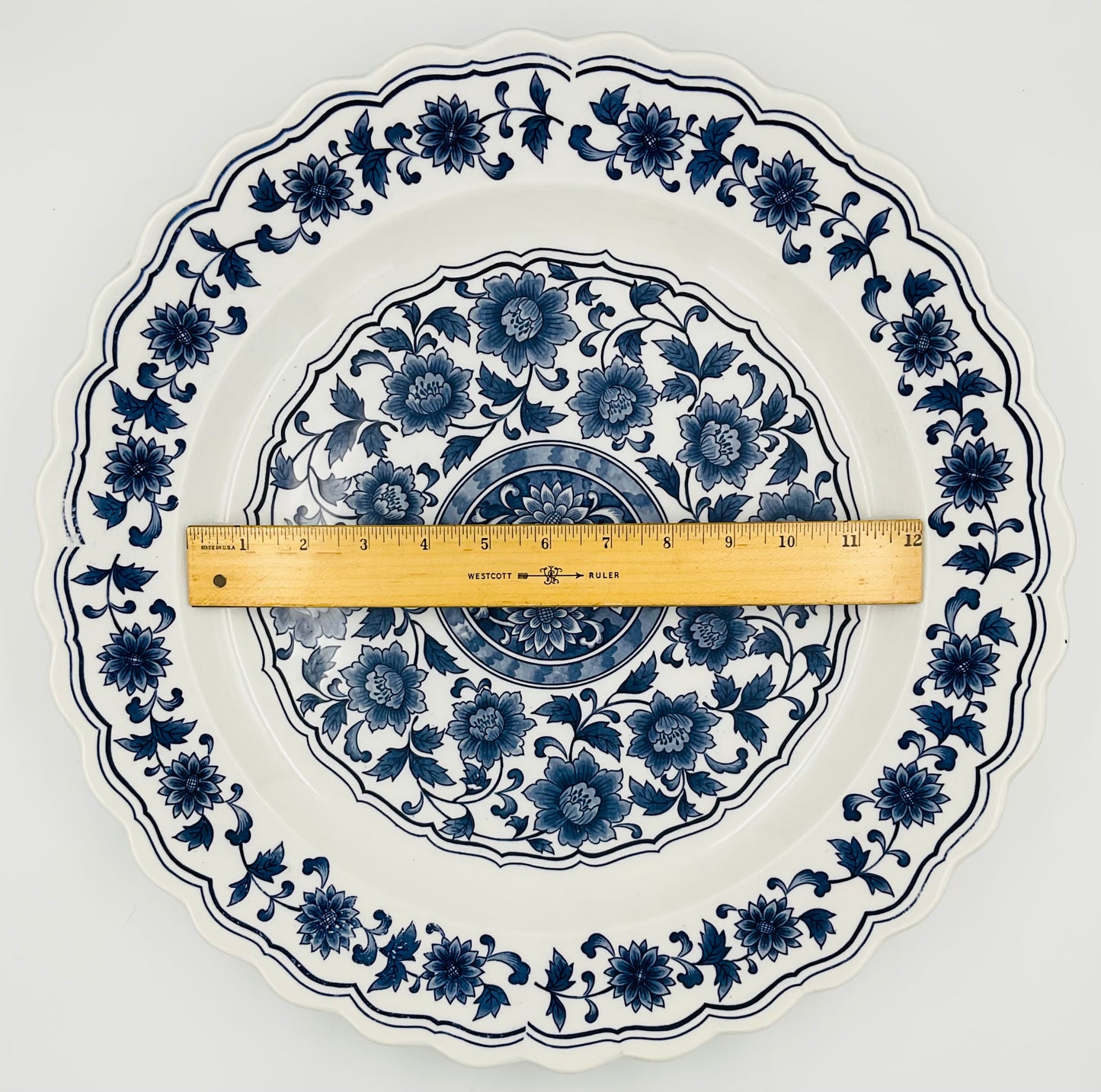 Vintage Chinese Blue & White Large Porcelain Serving Plate