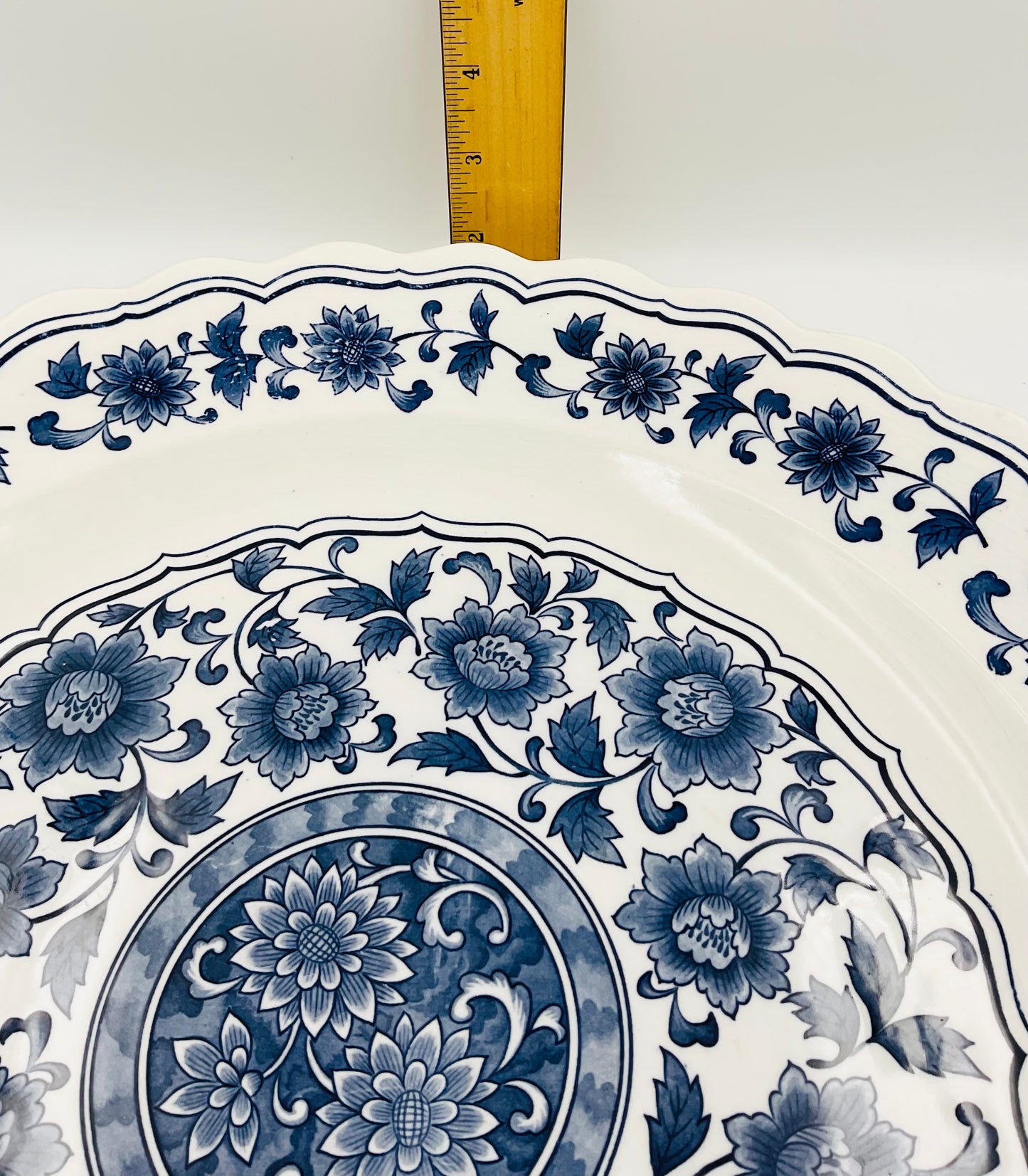 Vintage Chinese Blue & White Large Porcelain Serving Plate
