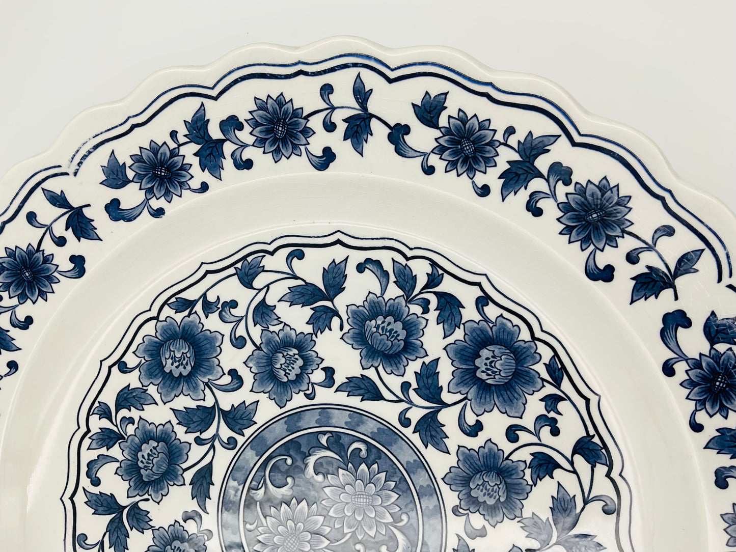 Vintage Chinese Blue & White Large Porcelain Serving Plate