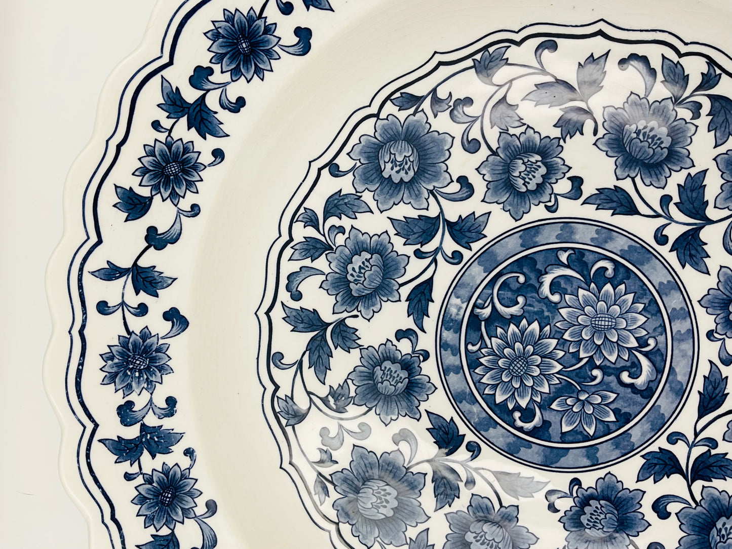 Vintage Chinese Blue & White Large Porcelain Serving Plate