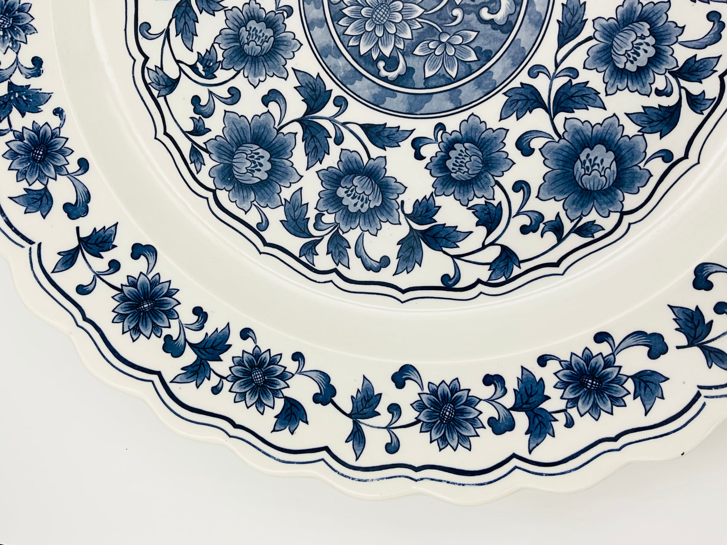 Vintage Chinese Blue & White Large Porcelain Serving Plate