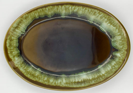 Vintage Pfaltzgraff Copper Green Oval Serving Stoneware Platter