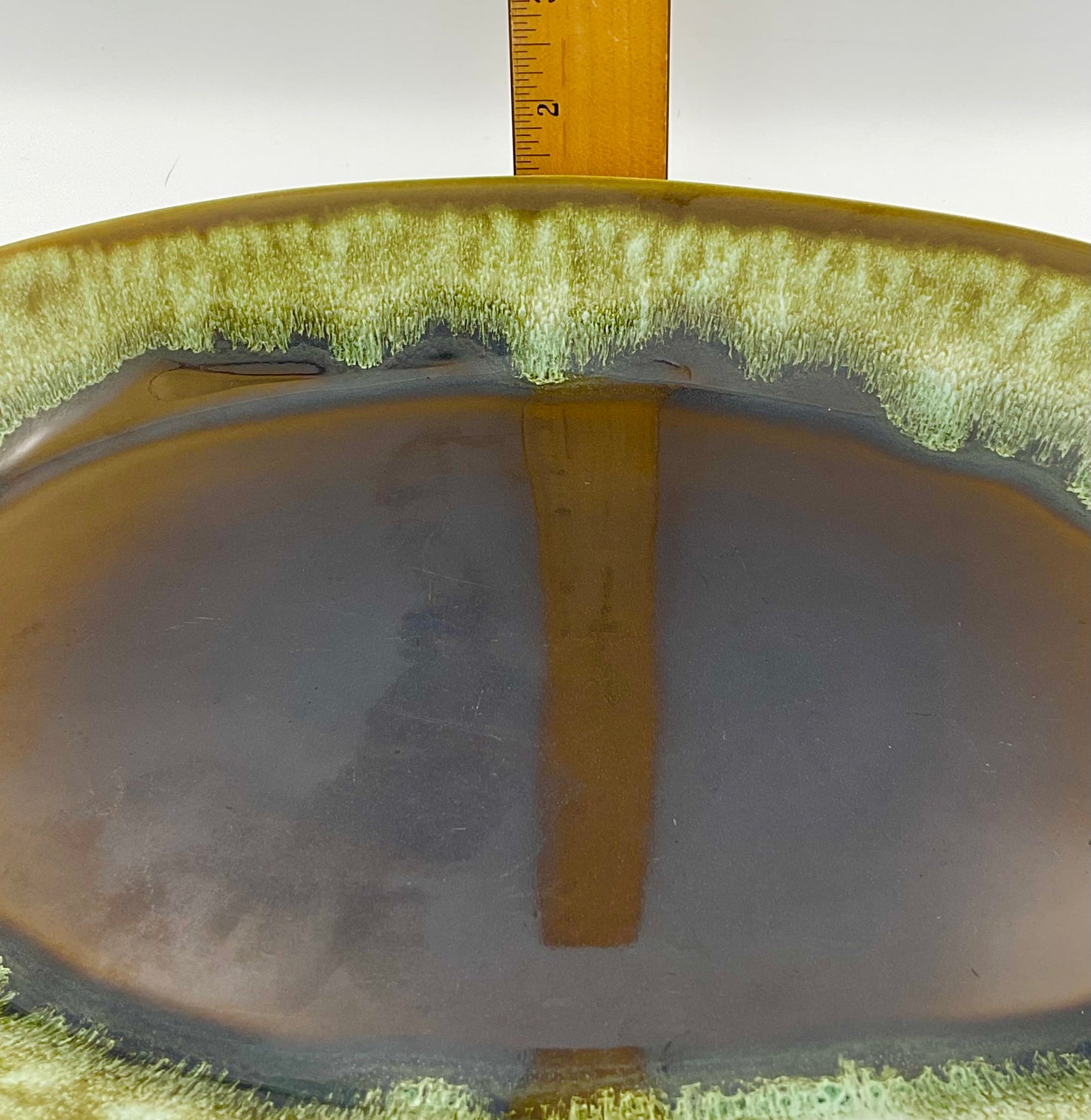 Vintage Pfaltzgraff Copper Green Oval Serving Stoneware Platter