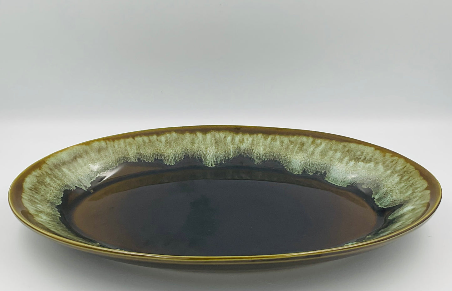 Vintage Pfaltzgraff Copper Green Oval Serving Stoneware Platter