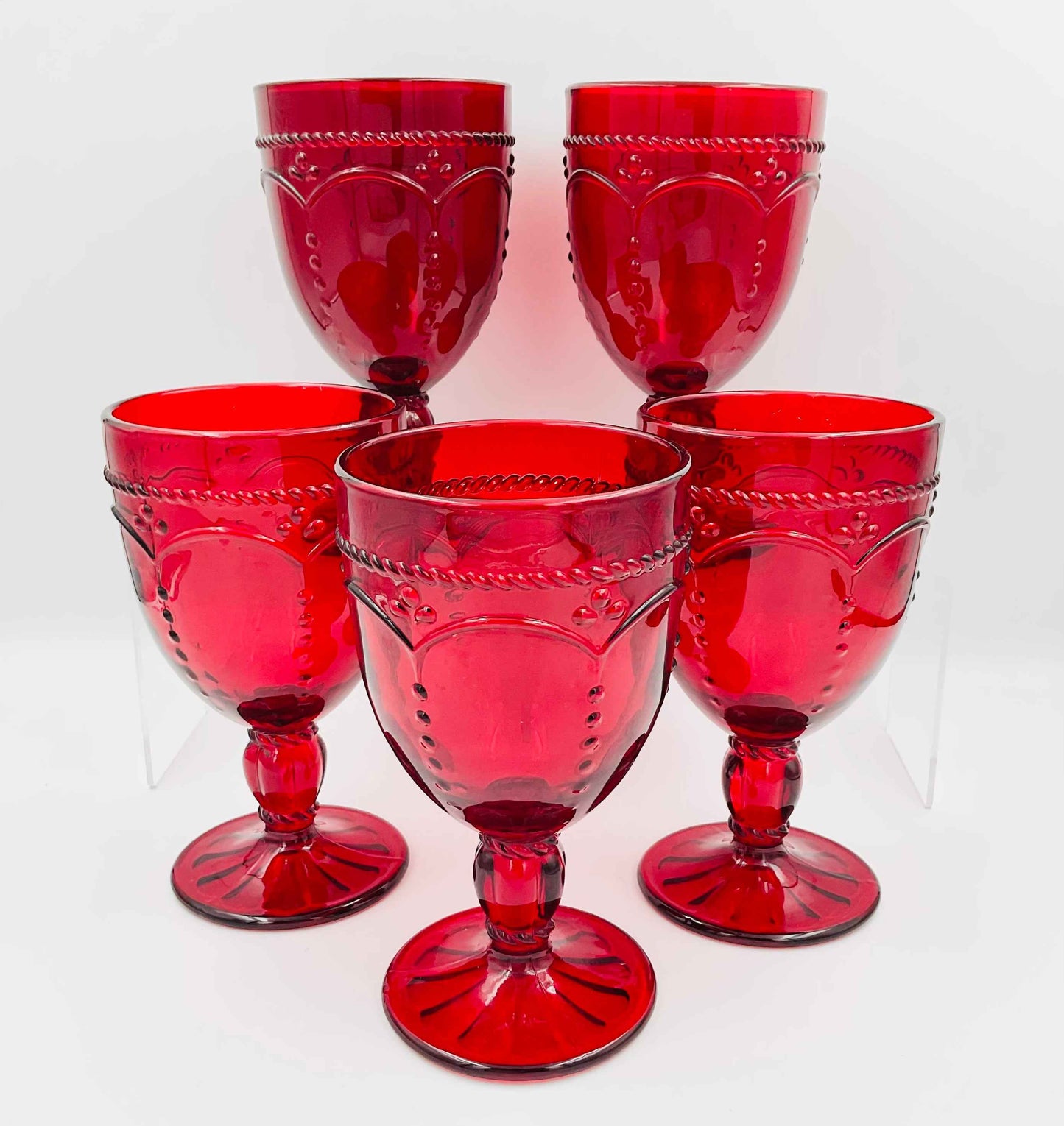 Princess House Marbella Ruby Pedestal Glasses - Set of 5