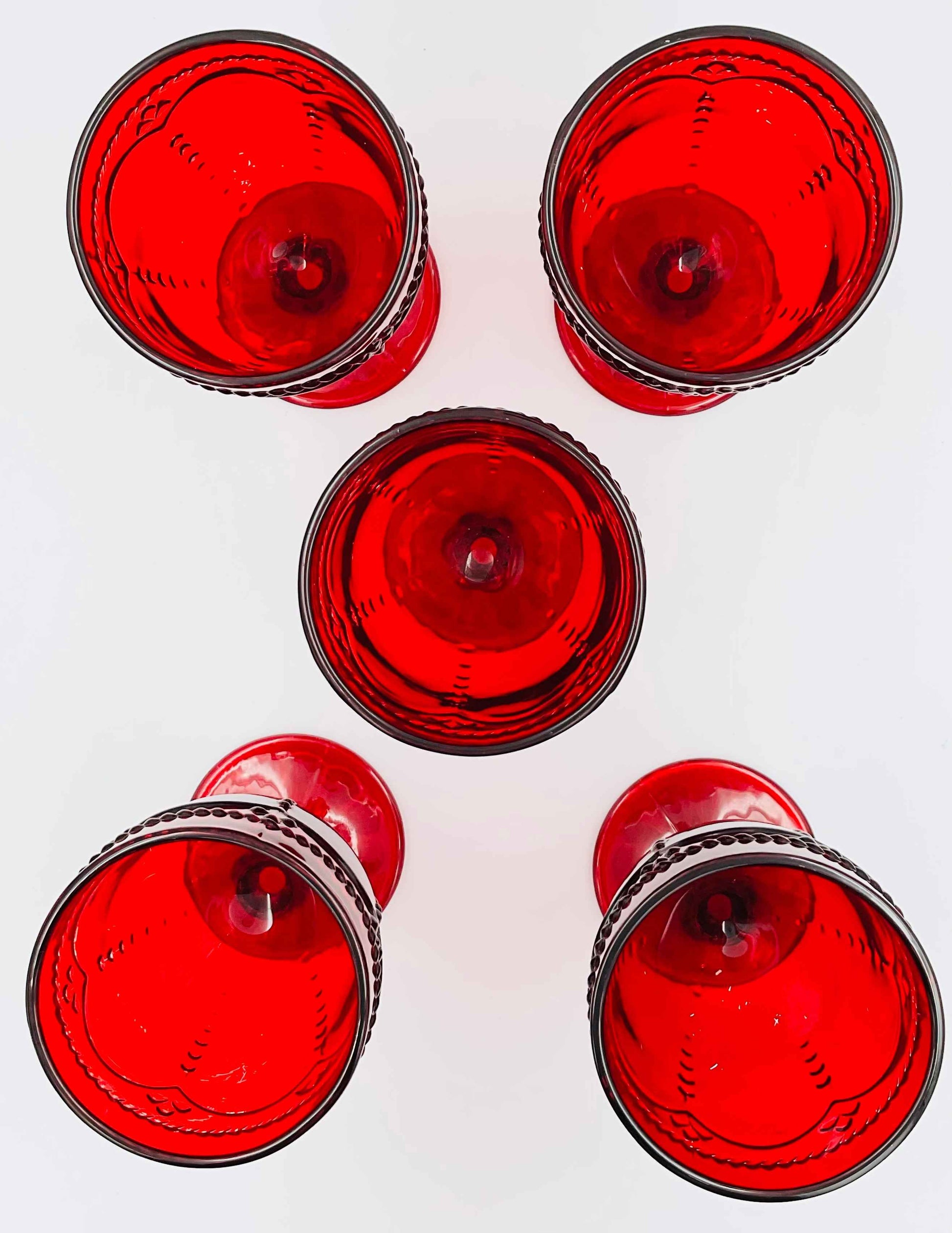 Princess House Marbella Ruby Pedestal Glasses - Set of 5