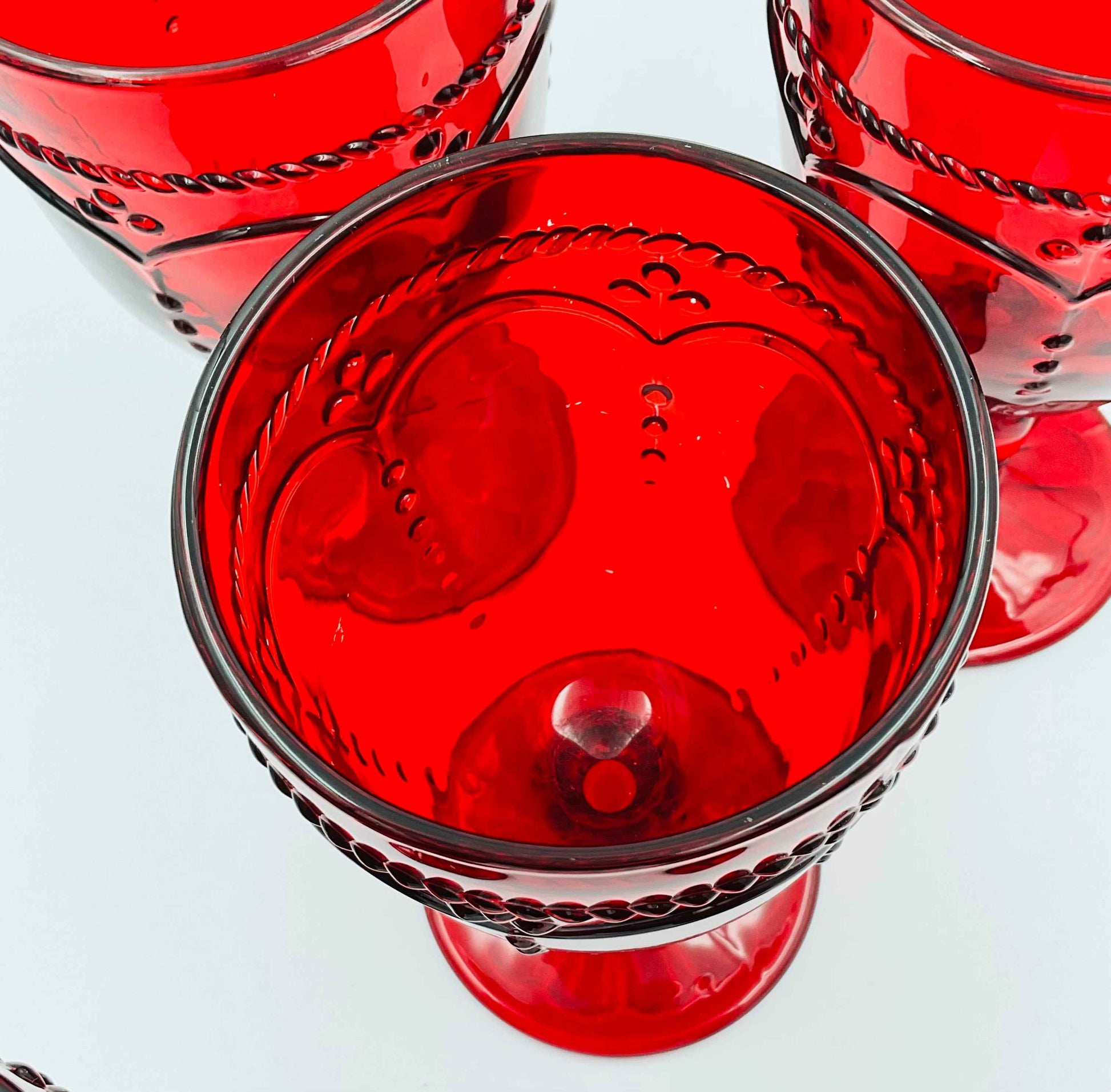 Princess House Marbella Ruby Pedestal Glasses - Set of 5