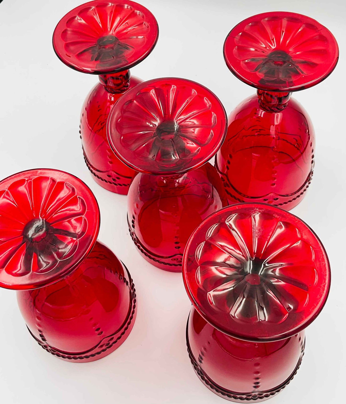Princess House Marbella Ruby Pedestal Glasses - Set of 5