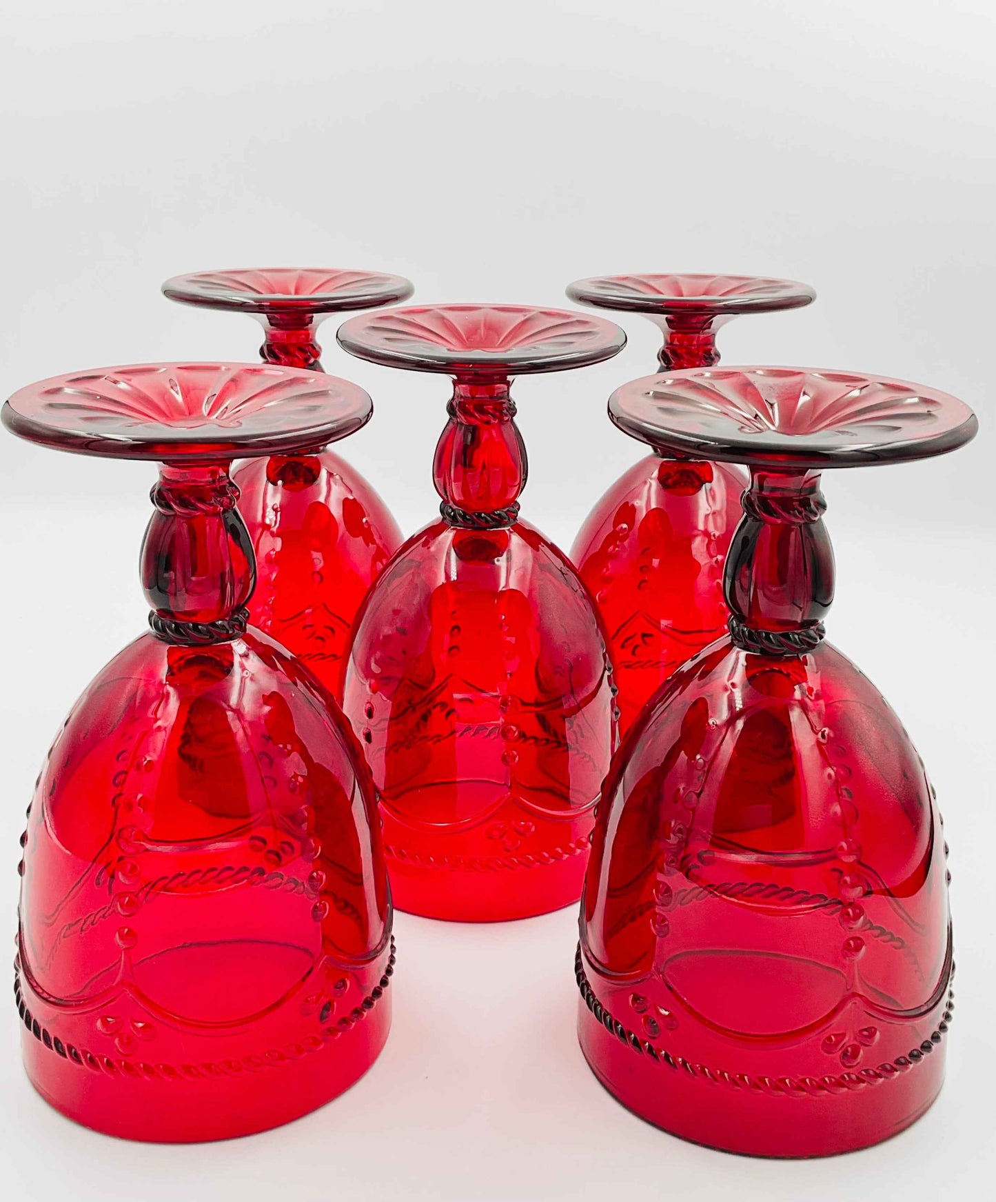 Princess House Marbella Ruby Pedestal Glasses - Set of 5