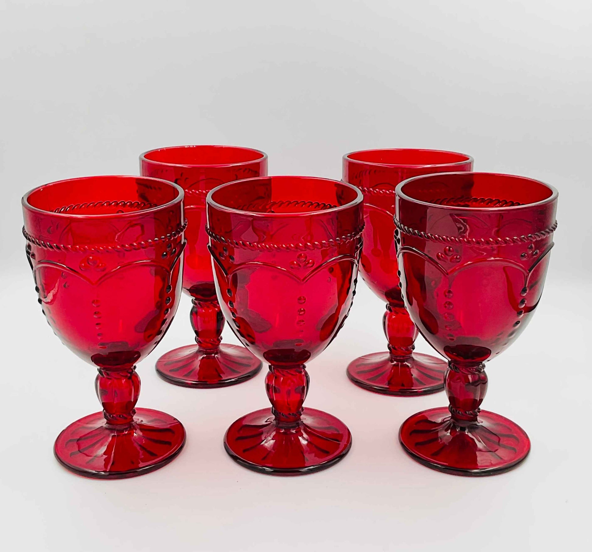 Princess House Marbella Ruby Pedestal Glasses - Set of 5
