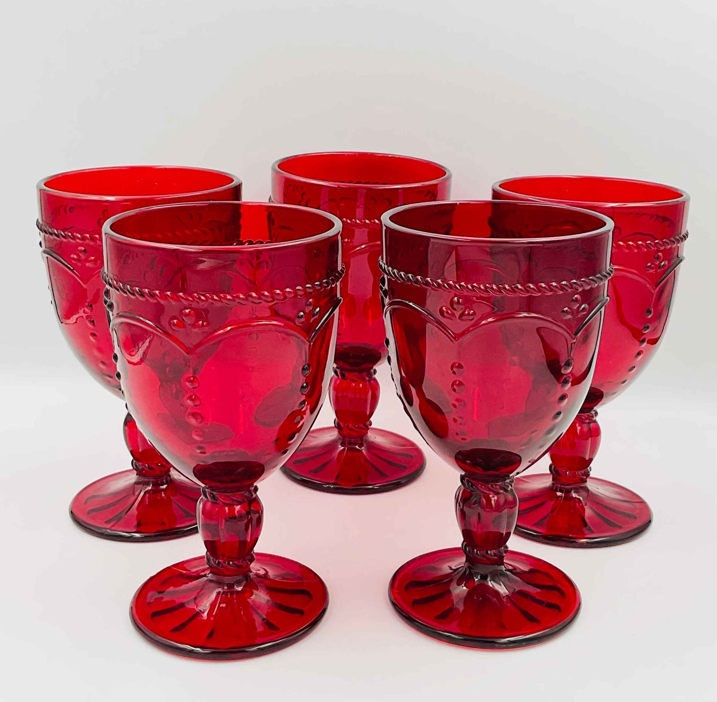 Princess House Marbella Ruby Pedestal Glasses - Set of 5