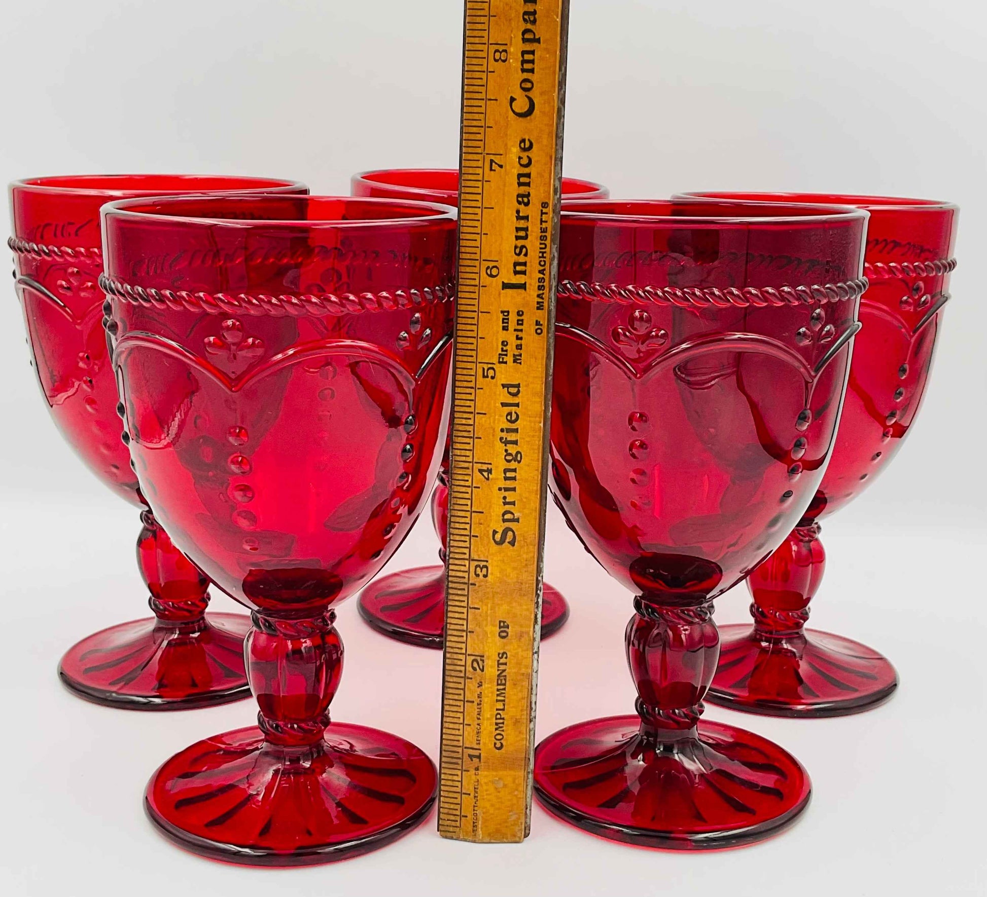 Princess House Marbella Ruby Pedestal Glasses - Set of 5