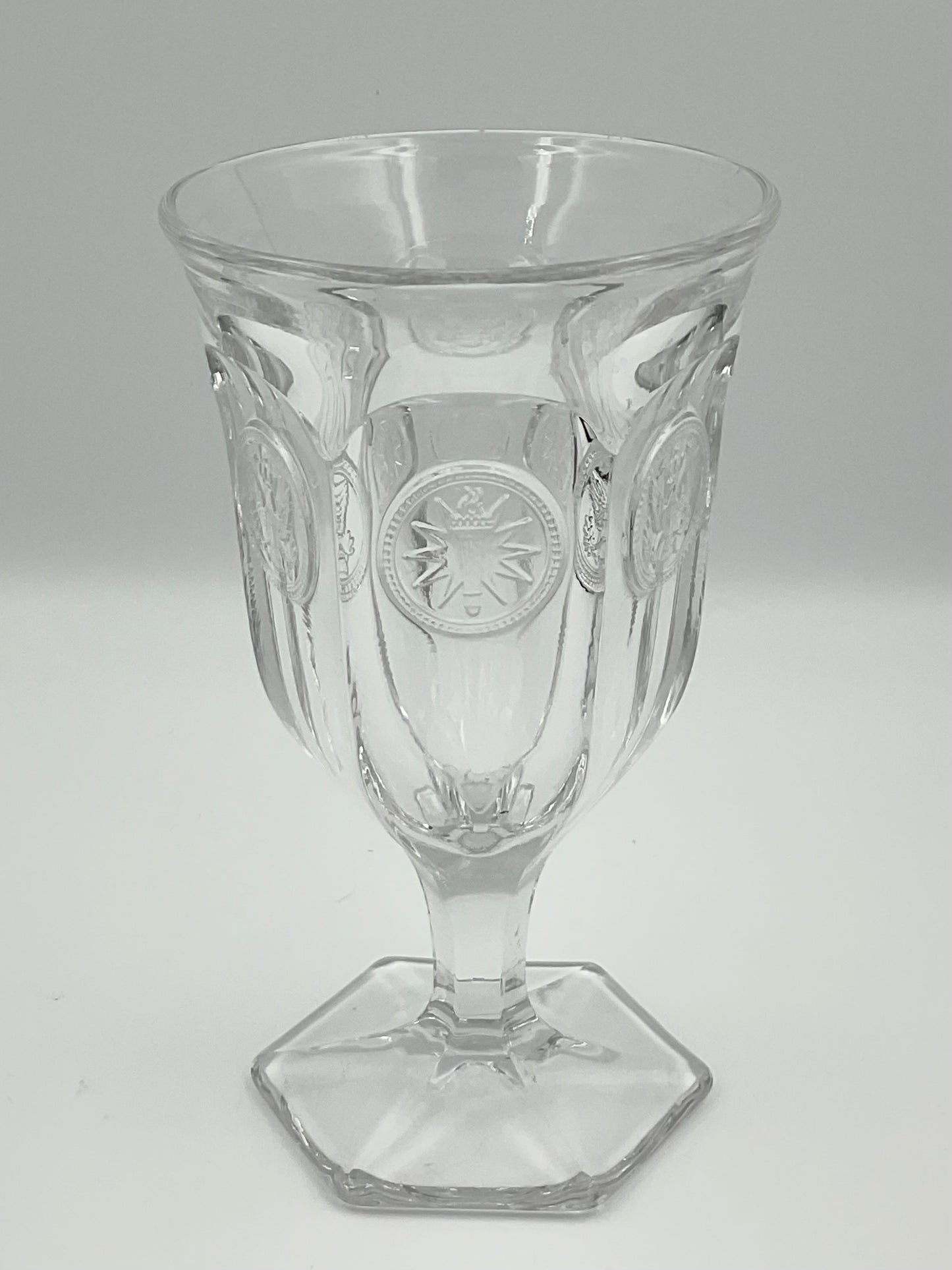 Vintage Fostoria Clear Coin Glass Goblet