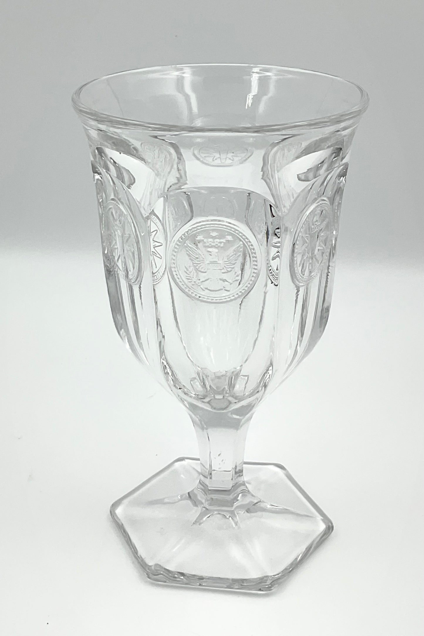 Vintage Fostoria Clear Coin Glass Goblet