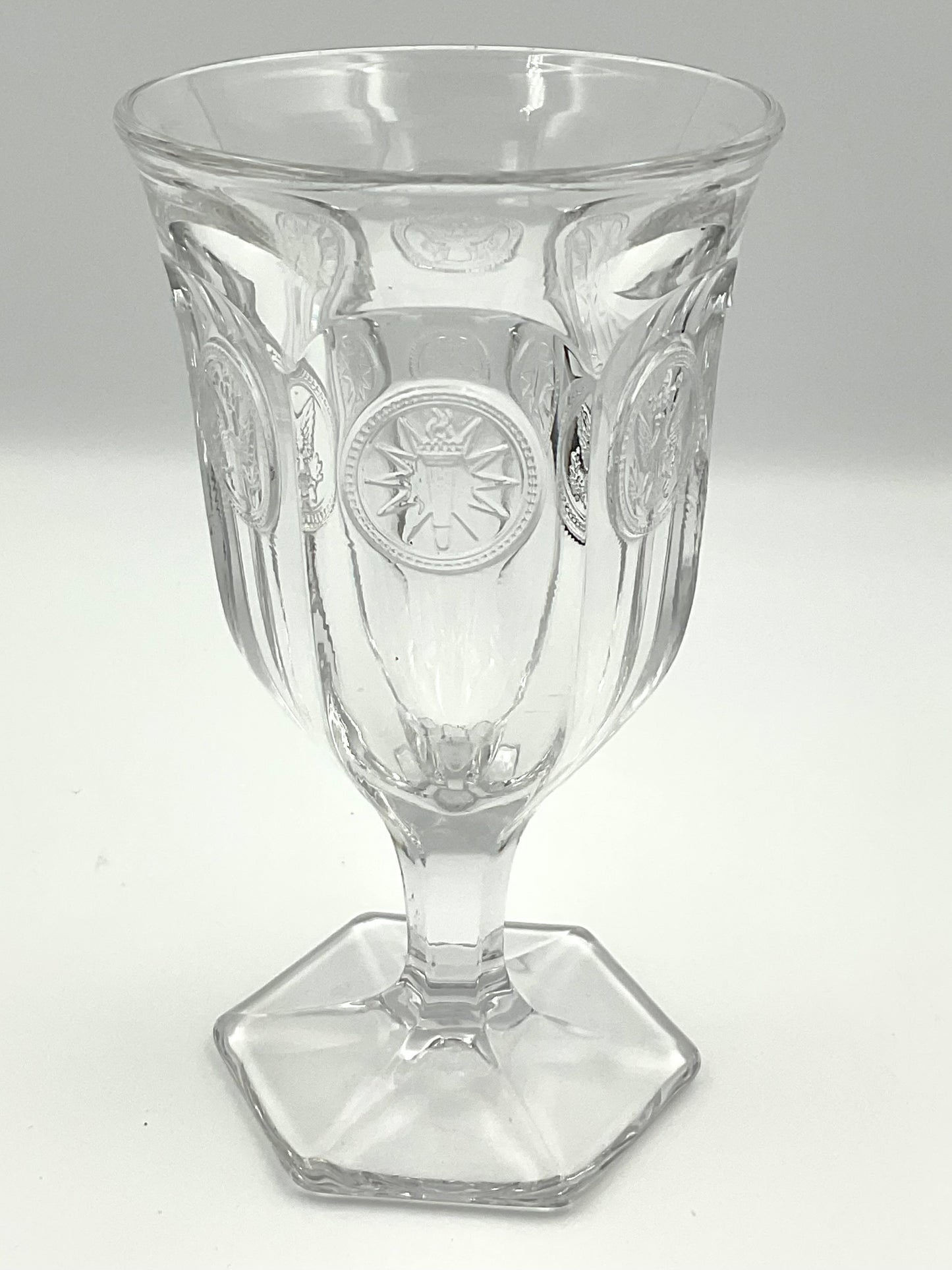 Vintage Fostoria Clear Coin Glass Goblet