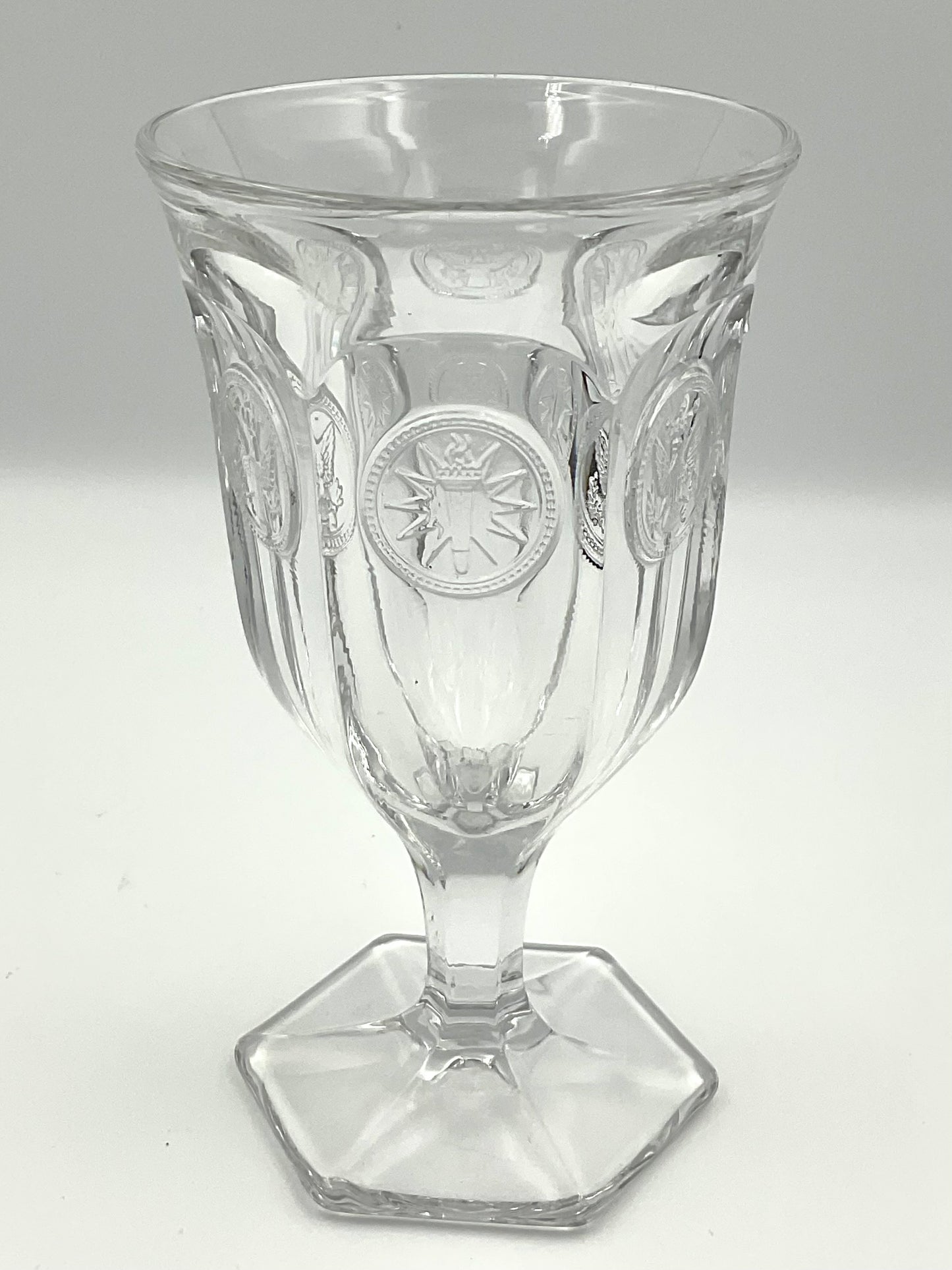 Vintage Fostoria Clear Coin Glass Goblet