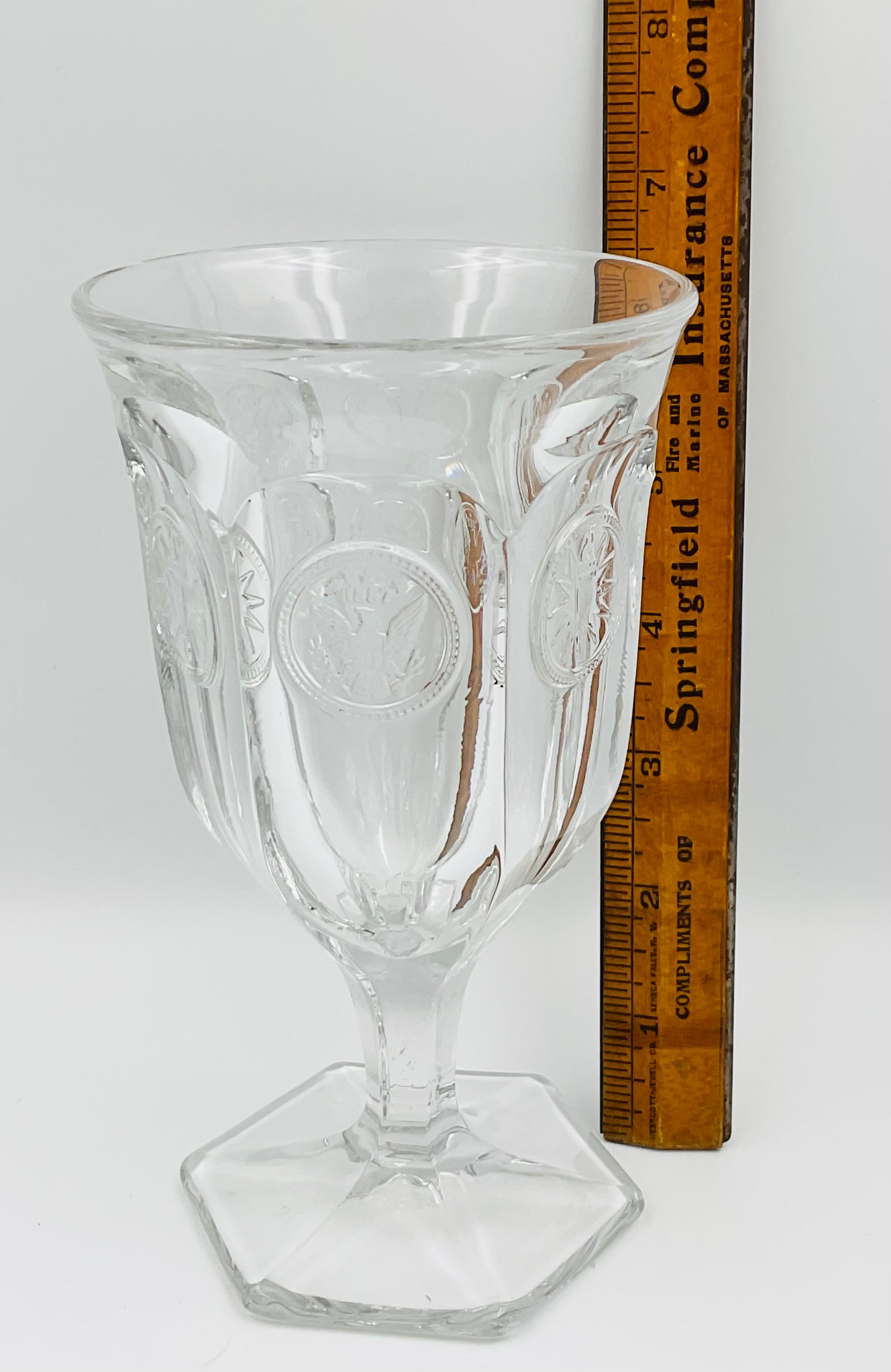Vintage Fostoria Clear Coin Glass Goblet