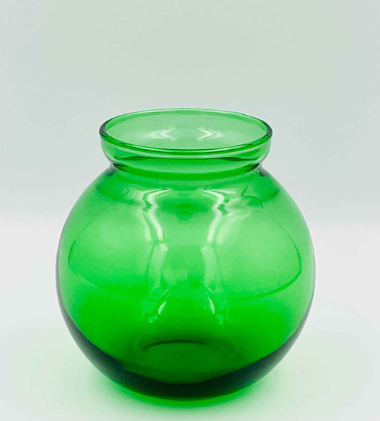 Vintage Anchor Hocking Forest Green Ivy Ball Vase