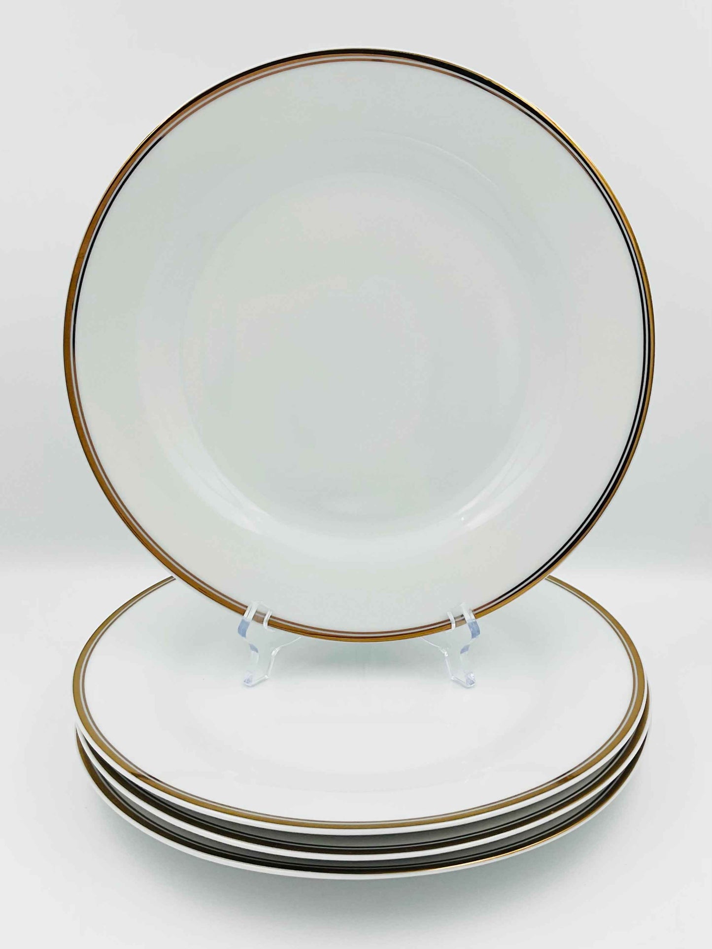 William Sonoma Open Kitchen Dinner Plates With Gold Rim - Set of 4