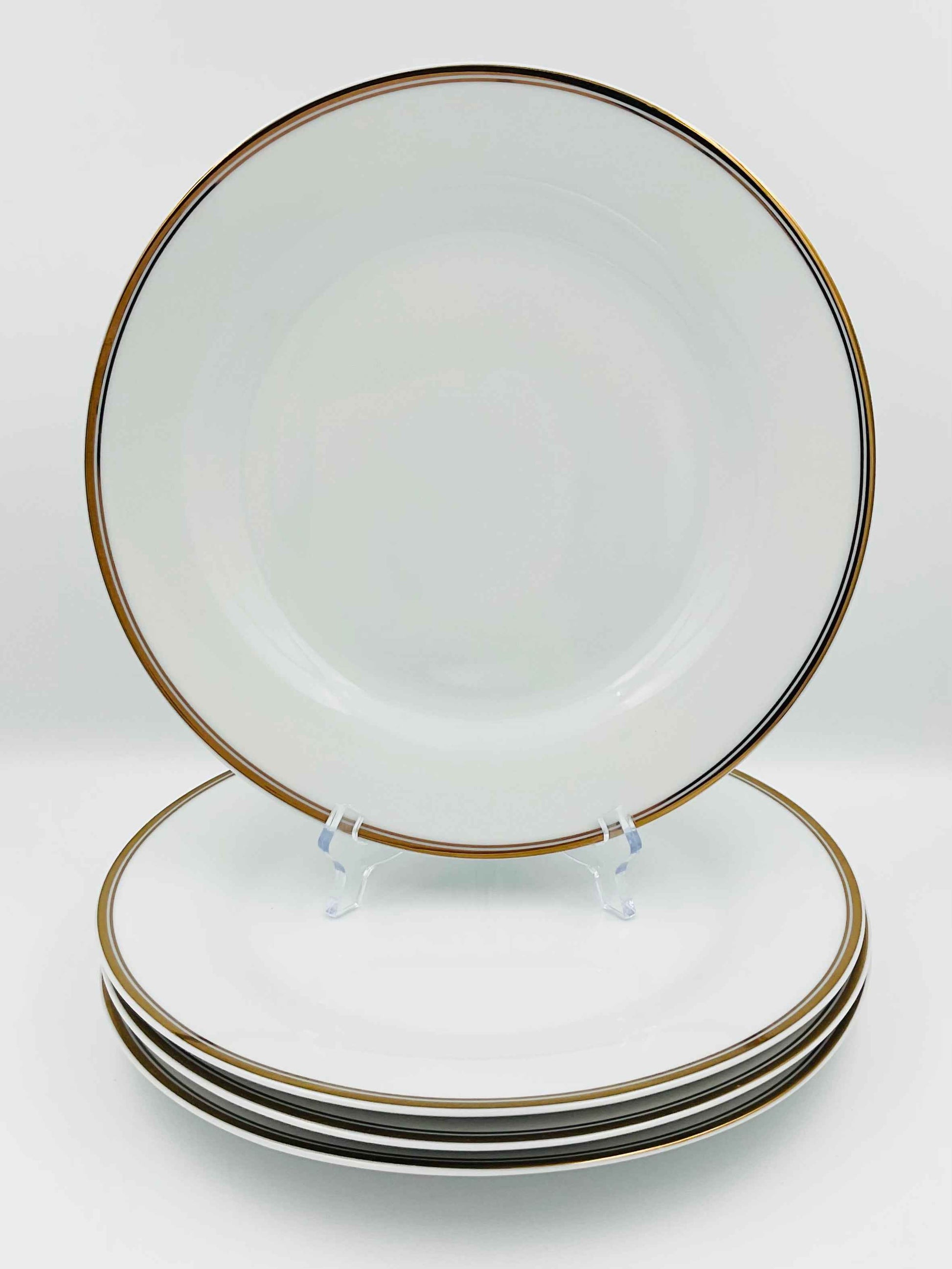 William Sonoma Open Kitchen Dinner Plates With Gold Rim - Set of 4