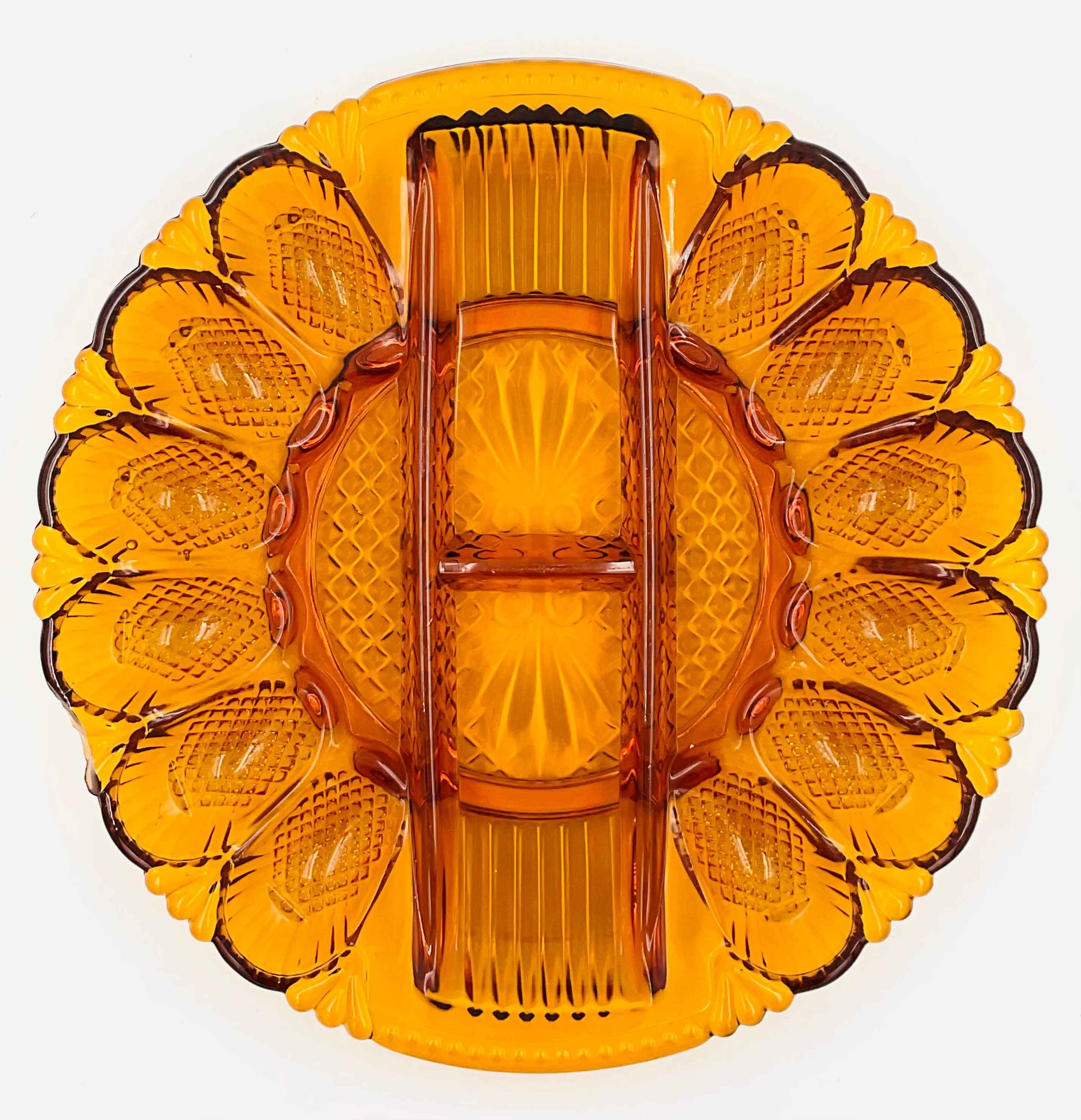 Indiana Glass Amber Deviled Egg Plate