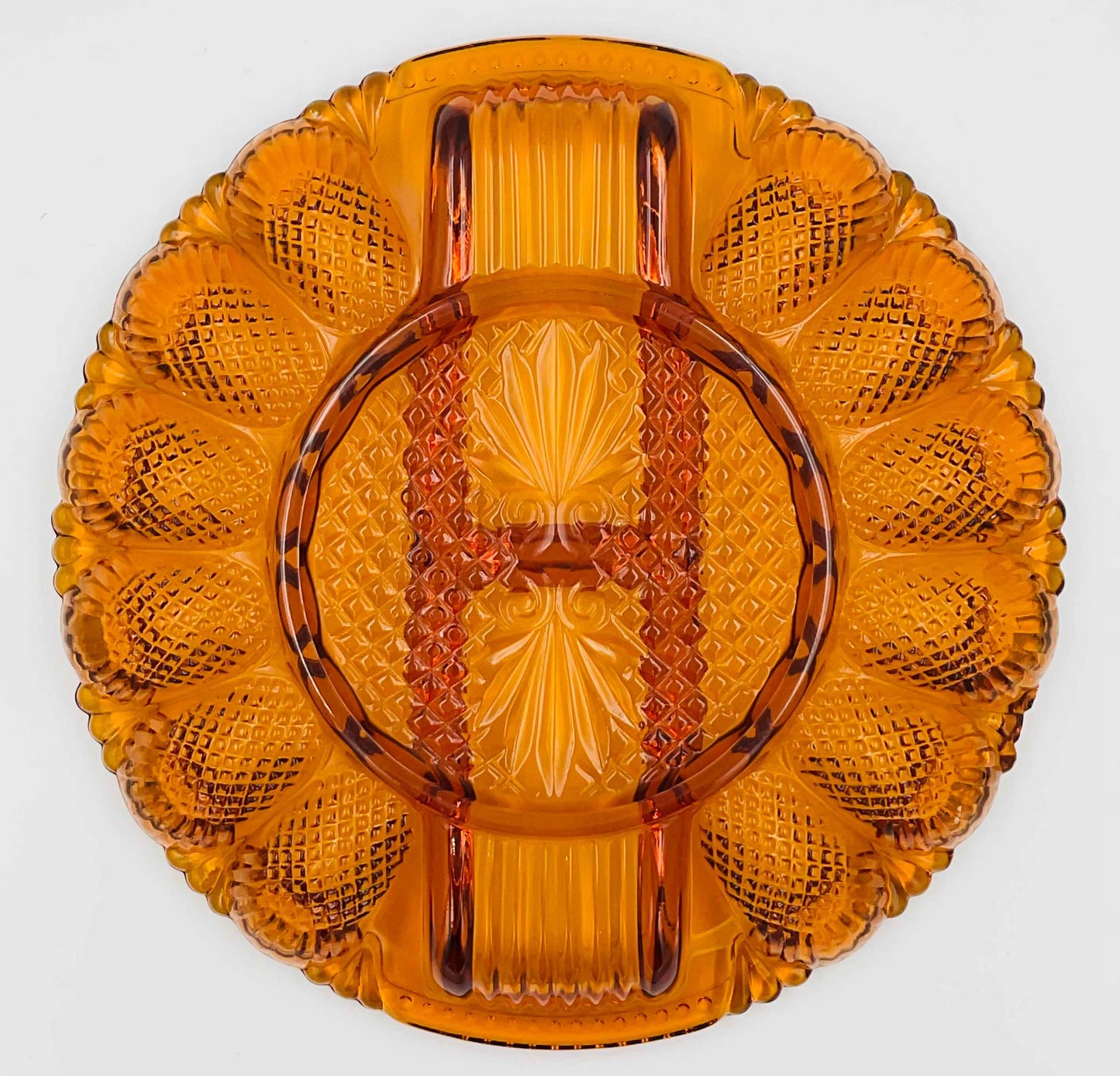 Indiana Glass Amber Deviled Egg Plate